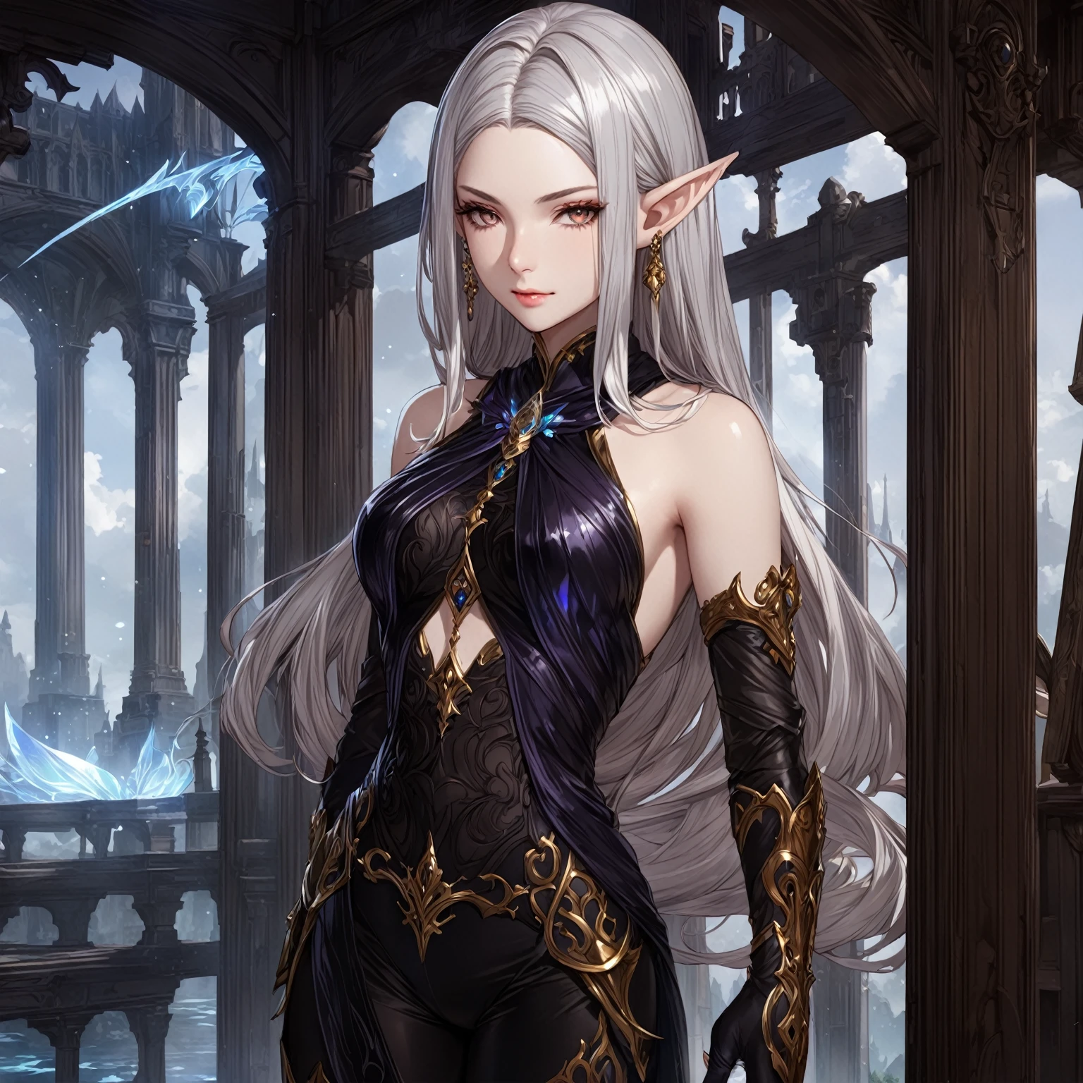 masterpiece, best quality, Fantasy aesthetics, Highly detailed, shadowverse style. female, elf