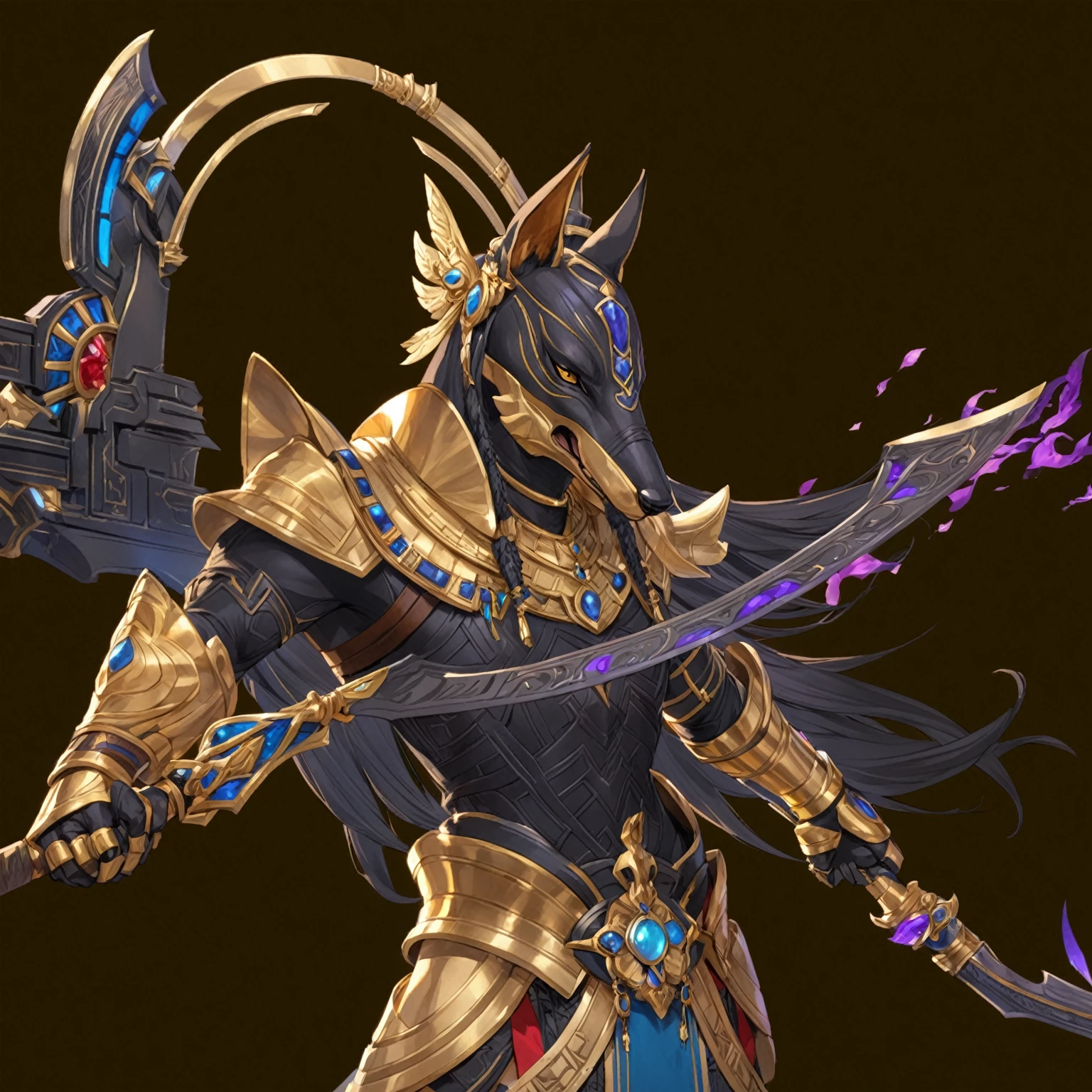 masterpiece, best quality, Fantasy aesthetics, Highly detailed, shadowverse style. male, anubis head accessory