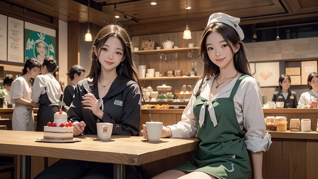 

((((Emphasize cleavage))))
((((Brown Hair))))
((((((Sailor suit girl))))))
(((((お洒落でcuteInside the Starbucks store)))))
8K、RAW Photos、Highest quality、Super detailed、Super Resolution、Ultra HD、8K壁紙、Amazing details



(((((((Inside the Starbucks store)))))))、((((((Sit down and eat cake、Drink coffee、smile))))))、((Heart Necklace))




Modern and sleek design：Interior design using natural materials、Many of the designs are warm and made using wood and metal.。
Large windows：自然光をたっぷり取り入れるためのLarge windowsがあり、Providing a bright and open space。
Green Interior：Potted plants are effectively placed、It creates a relaxing atmosphere。
artwork：Works by local artists、Starbucks-related art on display。
Cozy seating：Cushioned chairs and sofas、Bar sheet etc.、A variety of seating options available。
Open kitchen area：Being able to see how drinks and food are made、We provide peace of mind and transparency。
Unique lighting：Antique lamps and chandeliers、Modern lighting fixtures are used。
Comfortable background music：Relaxing music is playing、A comfortable space is provided。
Wide々Table space：一人でもグループでも使いやすいWide々There is a table with。
Community Table：There is a large table where you can socialize with other customers.。
Seasonal decorations：The decorations are themed according to the season.。
Design with a local feel：The design incorporates the local culture and characteristics.。
Fragrance production：コーヒーの香りが店内にWideがり、A space that satisfies the five senses has been created.。
Conversation with a barista：フレンドリーなConversation with a baristaが楽しめるカウンターエリアがあります。




8K、RAW Photos、Highest quality、masterpiece:1.2、Super detailed、Super Resolution、Ultra HD、8K壁紙、Amazing details、Photorealistic:1.4、Having fun by the water、Full Body Shot、Full body photo、High-resolution RAW color photos、Professional photos、A scene full of emotion、Very detailed and beautiful、Ultra HD、8K壁紙、Amazing details、Huge file sizes、Highly detailed beautiful girls、Highly detailed face Highly detailed eyes、Extremely realistic skin、 Highly detailed fingers, Highly detailed nose, Highly detailed mouth, Perfect Anatomy, Highly detailed background, Highly detailed clothing, , cute女の子, Famous Japanese Idols, cute, Realistic body, Slender, White skin, Glowing Skin, Slim body, Realistic Face, Delicate eyes, double eyelid, 


