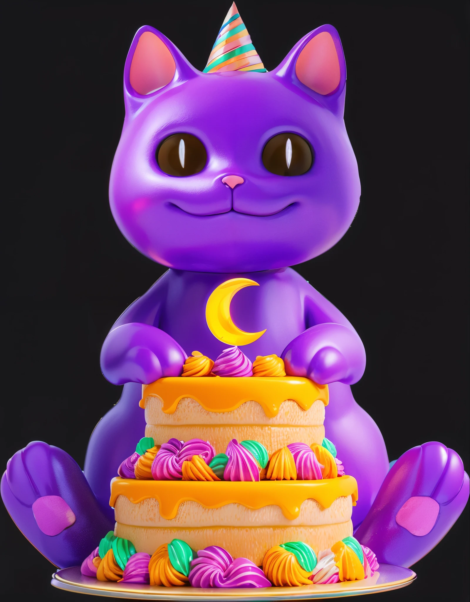 3d style, simplified design, 3d render, glossy texture, smooth 3d model, multiple light sources, rim light, sharp post effects render, (glossy plastic texture with multiple big light probe refractions), perfect cgi, smooth silhouette, high intensity refraction, (super glossy material), most beautiful vfx , blue background, plastic refractions, realistic, 4k, high resolution, rim light, photo shoot, commercial photo, profile shot, 4k, rim light, high resolution, 4k, glossy texture, smooth 3d model, multiple light sources, rim light, sharp post effects render, (glossy metallic texture with multiple big light probe refractions), perfect cgi, cgi art created only with gradients, smooth silhouette, high intensity refraction, (super glossy chrome material), most beautiful vfx, blue background, chrome metal refractions, multiple light sources, rim light, sharp post effects render, perfect cgi, digital art, detailed digital art, reflective, best quality, 4k, masterpiece:1.2, ultra-detailed, realistic, vivid colors, dark and moody lighting, The image of the highest quality, ensuring every detail is showcased perfectly. It in 4k resolution, allowing viewers to immerse themselves in the richness of the colors and intricate details. The realistic rendering. under the spotlight, reflecting, high-resolution image, realistic rendering, dark background, and rim light photorealistic The image features three characters standing in front of three houses. The characters are a red-haired mermaid, a purple cat, and an orange dog. They are each holding a yellow maraca