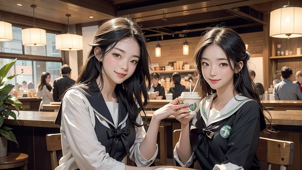

((((Emphasize cleavage))))
((((((Junior high school girl in sailor suit))))))
(((((お洒落でcuteInside the Starbucks store)))))
8K、RAW Photos、Highest quality、Super detailed、Super Resolution、Ultra HD、8K壁紙、Amazing details



(((((((Inside the Starbucks store)))))))、((((((Sit down and eat cake、Drink coffee、smile))))))、((Heart Necklace))




Modern and sleek design：Interior design using natural materials、Many of the designs are warm and made using wood and metal.。
Large windows：自然光をたっぷり取り入れるためのLarge windowsがあり、Providing a bright and open space。
Green Interior：Potted plants are effectively placed、It creates a relaxing atmosphere。
artwork：Works by local artists、Starbucks-related art on display。
Cozy seating：Cushioned chairs and sofas、Bar sheet etc.、A variety of seating options available。
Open kitchen area：Being able to see how drinks and food are made、We provide peace of mind and transparency。
Unique lighting：Antique lamps and chandeliers、Modern lighting fixtures are used。
Comfortable background music：Relaxing music is playing、A comfortable space is provided。
Wide々Table space：一人でもグループでも使いやすいWide々There is a table with。
Community Table：There is a large table where you can socialize with other customers.。
Seasonal decorations：The decorations are themed according to the season.。
Design with a local feel：The design incorporates the local culture and characteristics.。
Fragrance production：コーヒーの香りが店内にWideがり、A space that satisfies the five senses has been created.。
Conversation with a barista：フレンドリーなConversation with a baristaが楽しめるカウンターエリアがあります。




8K、RAW Photos、Highest quality、masterpiece:1.2、Super detailed、Super Resolution、Ultra HD、8K壁紙、Amazing details、Photorealistic:1.4、Having fun by the water、Full Body Shot、Full body photo、High-resolution RAW color photos、Professional photos、A scene full of emotion、Very detailed and beautiful、Ultra HD、8K壁紙、Amazing details、Huge file sizes、Highly detailed beautiful girls、Highly detailed face Highly detailed eyes、Extremely realistic skin、 Highly detailed fingers, Highly detailed nose, Highly detailed mouth, Perfect ???????, Highly detailed background, Highly detailed clothing, Teen, cute女の子, Famous Japanese Idols, cute, Realistic body, Slender, White skin, Glowing Skin, Slim body, Realistic Face, Delicate eyes, double eyelid, 

