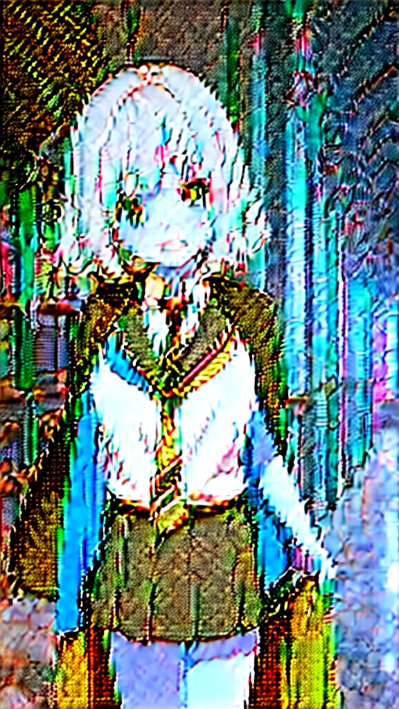 Snow Raiser, Long Hair, One girl, Pointed Ears, Gray Hair, Fairy, alone, Hair between the eyes, blue eyes, Large Breasts , Maid, Blue clothes, Long sleeve, White apron, Maid apron, White Ascot, brooch, smile, View your viewers, superiorper body, score_9, score_8_superior, score_7_superior, , anime coloring ,Break Source_anime, anime