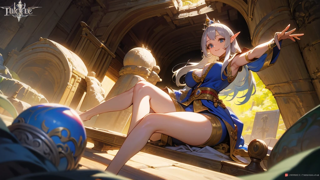 Elf、anime、Guild Tavern、High resolution、Soft look、Sitting、Elfの女性