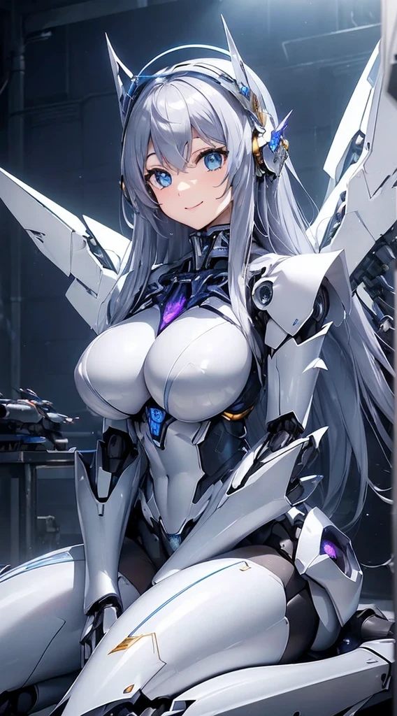 Blue shining mechanical eyes、A kind smile
