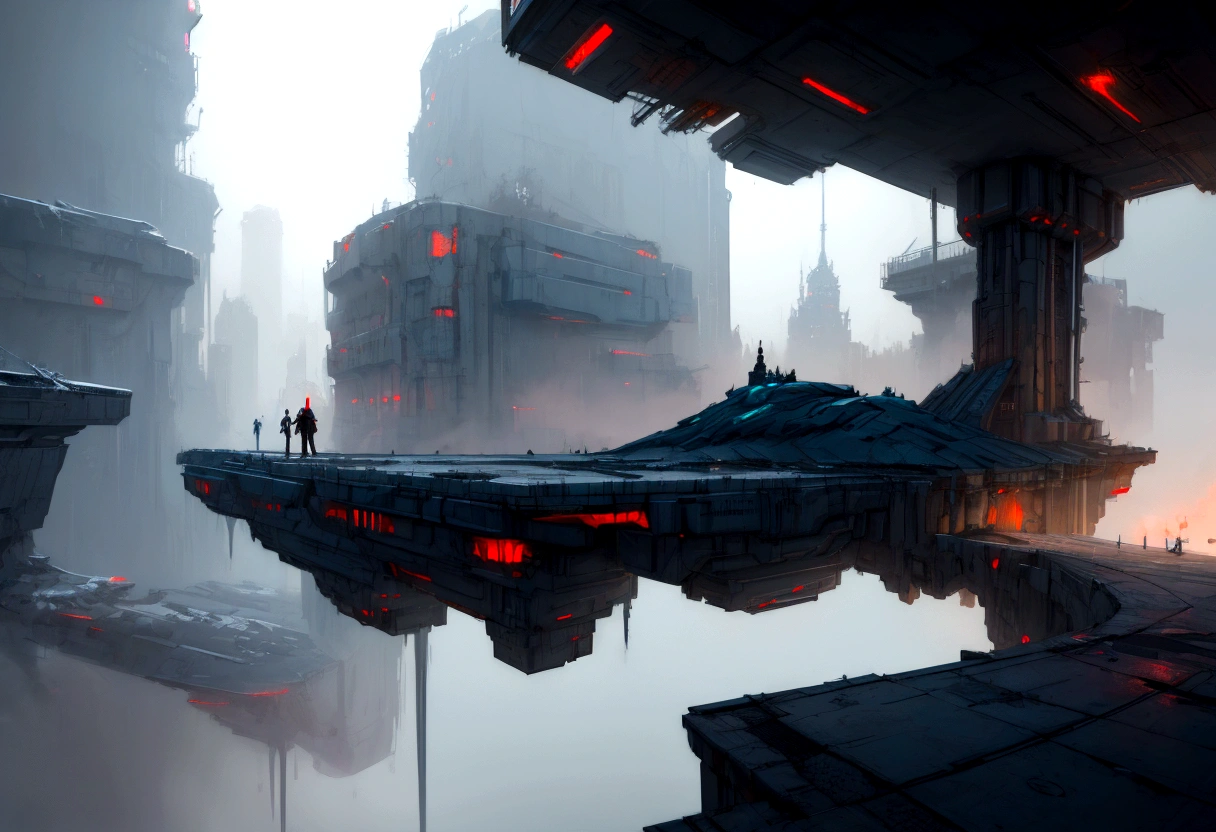 Futuristic, landscape sidescroller, a bridge in a city, urban concept art, winter concept art, bastien grivet, concept art scene, 2d concept art, digital concept art of dystopian, ❄️ corruption conceptart, cyberpunk themed art, andreas rocha style, cold environment, detailed digital concept art, concept art style, professional concept art, cyberpunk art style