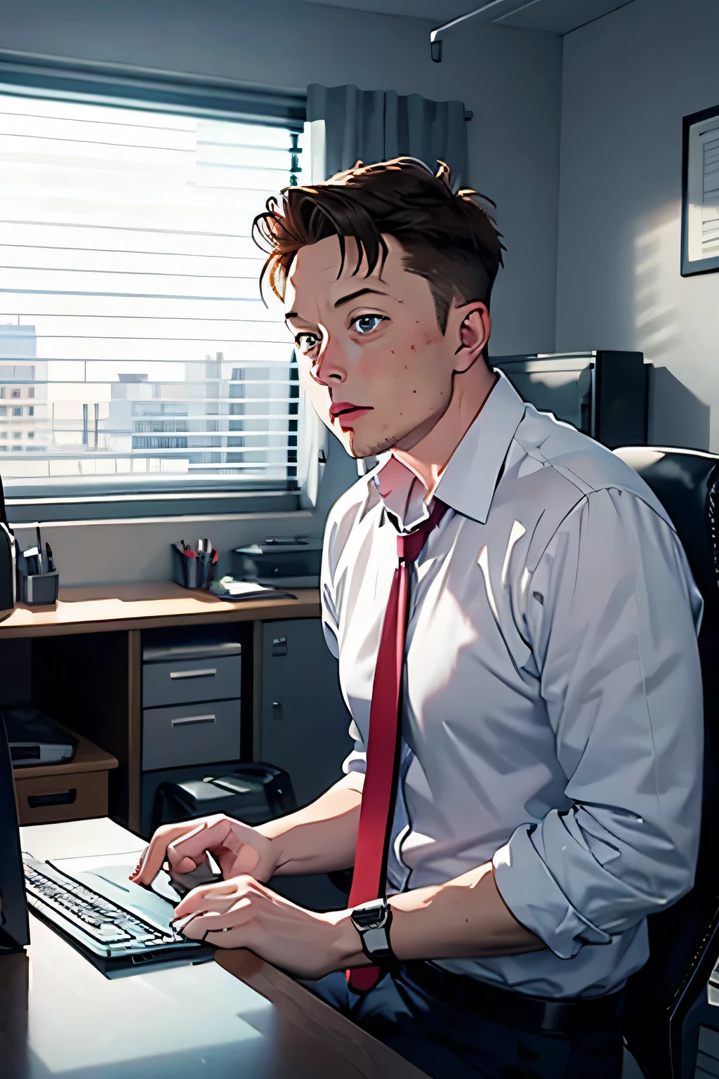 [Scene 3: Animated Zip2 Office]
[Elon Musk is seen working at a computer in a small office, with "Zip2" on the door.]