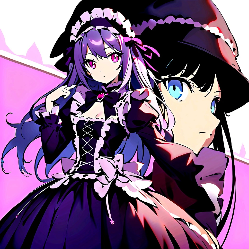 Arafe in a pink and black dress and hat, Takanobu Fujiwara(Takanobu Fujiwara)Digital rendering inspired by, pixiv, rococo, Victoria Gothic ta Fashion, Lolityle, Rococo Queen (Rococo Queen) (Rococo Queen (Rococo Queen)), gothic maiden anime boy. rococo dress, anime boy in a maid costume, lolita fon, Catboy's cosplay! Maid! one-piece