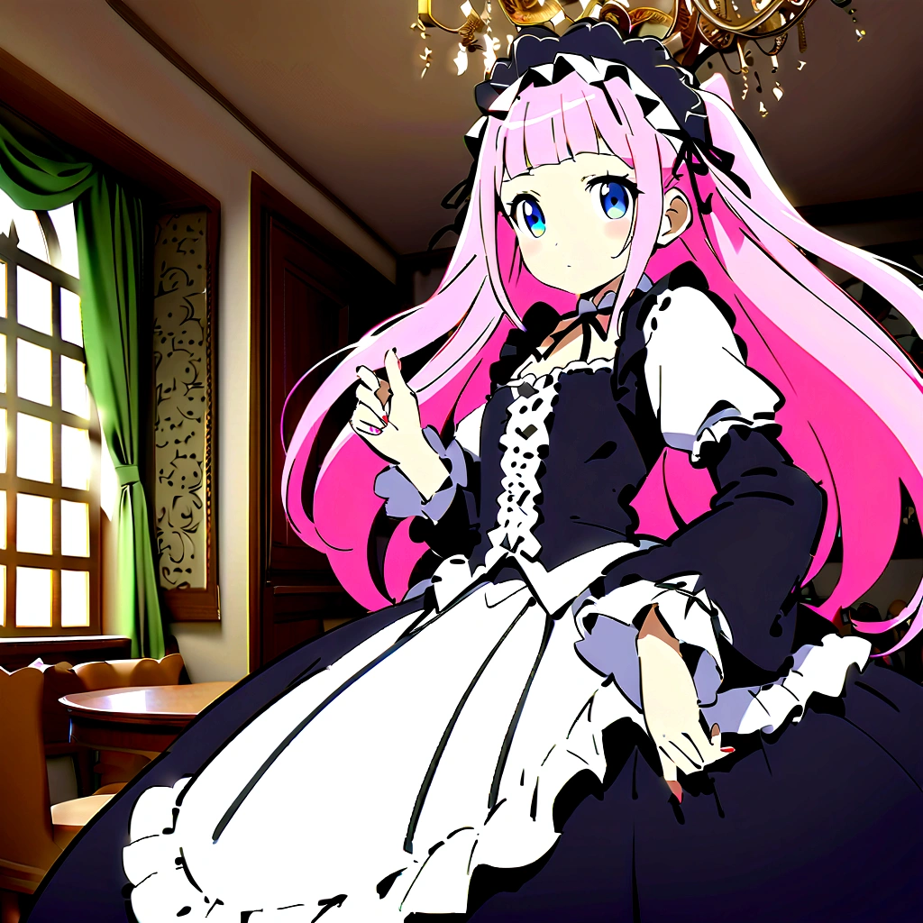 Arafe in a pink and black dress and hat, Takanobu Fujiwara(Takanobu Fujiwara)Digital rendering inspired by, pixiv, rococo, Victoria Gothic Lolita Fashion, Lolita Style, Rococo Queen (Rococo Queen) (Rococo Queen (Rococo Queen)), gothic maiden anime boy. rococo dress, anime boy in a maid costume, lolita fashion, Catboy's cosplay! Maid! one-piece