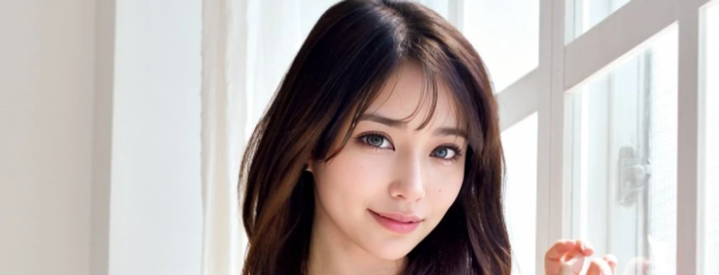 smile, unparalleled beauty, very beautiful woman, perfect balance,depth of field, Surrealism, Verism, cowboy shot, uhd, masterpiece, ccurate, anatomically correct, textured skin, super detail, high details, high quality, award winning, best quality, highres,Brown Hair、明るいBrown Hair