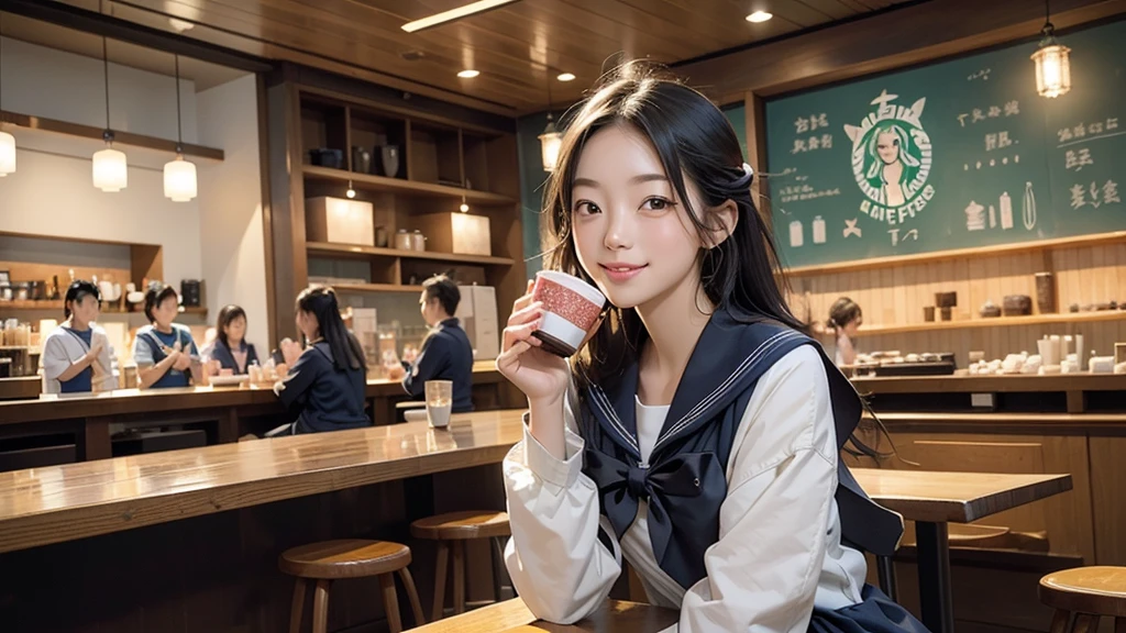 (((((((Junior high school girl in sailor suit)))))))
(((((お洒落でcuteInside the Starbucks store)))))
8K、RAW Photos、Highest quality、Super detailed、Super Resolution、Ultra HD、8K壁紙、Amazing details
(((((((Inside the Starbucks store)))))))、((((((Sit down and eat cake、Drink Starbucks coffee、smile))))))、((Heart Necklace))
Modern and sleek design:Interior design using natural materials、Many of the designs are warm and made using wood and metal.。
Large windows:自然光をたっぷり取り入れるためのLarge windowsがあり、Providing a bright and open space。
Green Interior:Potted plants are effectively placed、It creates a relaxing atmosphere。
artwork:Works by local artists、Starbucks-related art on display。
Cozy seating:Cushioned chairs and sofas、Bar sheet etc.、A variety of seating options available。
Open kitchen area:Being able to see how drinks and food are made、We provide peace of mind and transparency。
Unique lighting:Antique lamps and chandeliers、Modern lighting fixtures are used。
Comfortable background music:Relaxing music is playing、A comfortable space is provided。
Wide々Table space:一人でもグループでも使いやすいWide々There is a table with。
Community Table:There is a large table where you can socialize with other customers.。
Seasonal decorations:The decorations are themed according to the season.。
Design with a local feel:The design incorporates the local culture and characteristics.。
Fragrance production:コーヒーの香りが店内にWideがり、A space that satisfies the five senses has been created.。
Conversation with a barista:フレンドリーなConversation with a baristaが楽しめるカウンターエリアがあります。
8K、RAW Photos、Highest quality、masterpiece:1.2、Super detailed、Super Resolution、Ultra HD、8K壁紙、Amazing details、Photorealistic:1.4、Having fun by the water、Full Body Shot、Full body photo、High-resolution RAW color photos、Professional photos、A scene full of emotion、Very detailed and beautiful、Ultra HD、8K壁紙、Amazing details、Huge file sizes、Highly detailed beautiful girls、Highly detailed face Highly detailed eyes、Extremely realistic skin、 Highly detailed fingers, Highly detailed nose, Highly detailed mouth, Perfect Anatomy, Highly detailed background, Highly detailed clothing, Teen, cute女の子, Famous Japanese Idols, cute, Realistic body, Slender, White skin, Glowing Skin, Slim body, Realistic Face, Delicate eyes, double eyelid,