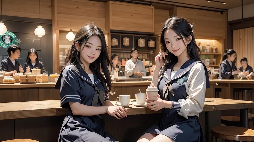 (((((((Junior high school girl in sailor suit)))))))
(((((お洒落でcuteInside the Starbucks store)))))
8K、RAW Photos、Highest quality、Super detailed、Super Resolution、Ultra HD、8K壁紙、Amazing details
(((((((Inside the Starbucks store)))))))、((((((Sit down and eat cake、Drink Starbucks coffee、smile))))))、((Heart Necklace))
Modern and sleek design:Interior design using natural materials、Many of the designs are warm and made using wood and metal.。
Large windows:自然光をたっぷり取り入れるためのLarge windowsがあり、Providing a bright and open space。
Green Interior:Potted plants are effectively placed、It creates a relaxing atmosphere。
artwork:Works by local artists、Starbucks-related art on display。
Cozy seating:Cushioned chairs and sofas、Bar sheet etc.、A variety of seating options available。
Open kitchen area:Being able to see how drinks and food are made、We provide peace of mind and transparency。
Unique lighting:Antique lamps and chandeliers、Modern lighting fixtures are used。
Comfortable background music:Relaxing music is playing、A comfortable space is provided。
Wide々Table space:一人でもグループでも使いやすいWide々There is a table with。
Community Table:There is a large table where you can socialize with other customers.。
Seasonal decorations:The decorations are themed according to the season.。
Design with a local feel:The design incorporates the local culture and characteristics.。
Fragrance production:コーヒーの香りが店内にWideがり、A space that satisfies the five senses has been created.。
Conversation with a barista:フレンドリーなConversation with a baristaが楽しめるカウンターエリアがあります。
8K、RAW Photos、Highest quality、masterpiece:1.2、Super detailed、Super Resolution、Ultra HD、8K壁紙、Amazing details、Photorealistic:1.4、Having fun by the water、Full Body Shot、Full body photo、High-resolution RAW color photos、Professional photos、A scene full of emotion、Very detailed and beautiful、Ultra HD、8K壁紙、Amazing details、Huge file sizes、Highly detailed beautiful girls、Highly detailed face Highly detailed eyes、Extremely realistic skin、 Highly detailed fingers, Highly detailed nose, Highly detailed mouth, Perfect Anatomy, Highly detailed background, Highly detailed clothing, , cute女の子, Famous Japanese Idols, cute, Realistic body, Slender, White skin, Glowing Skin, Slim body, Realistic Face, Delicate eyes, double eyelid,