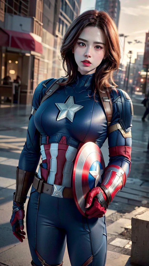 Please make a live-action version of Captain America、(8K, RAW Photos, Highest quality, masterpiece:1.3),Highest quality 、With free ideas、