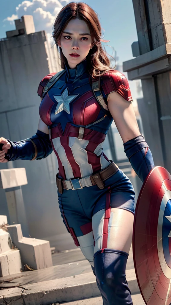 Please make a live-action version of Captain America、(8K, RAW Photos, Highest quality, masterpiece:1.3),Highest quality 、With free ideas、