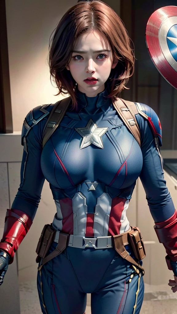 Please make a live-action version of Captain America、(8K, RAW Photos, Highest quality, masterpiece:1.3),Highest quality 、With free ideas、