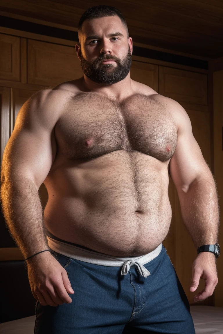 8K HDR Very Extremely Realistic Very Detailed High Quality 8K HDR Very Realistic 46 year old daddy rugged beefy big thick chubby bodybuilder muscle bears man, 8KHDR very realistic beared big daddy muscle bear, and 8KHDR very realistic detailed rugged burly man in shorts, 8KHDR very realistic hair, 8KHDR very realistic beards, 8KHDR very realistic thick chubby fat neck, 8KHDR very realistic neck lines, 8KHDR very realistic detailed neck, 8KHDR very realistic burly chest, 8KHDR very realistic detailed hairy burly chest and arms, 8KHDR very realistic detailed hairy burly chest and arms, 8KHDR very realistic burly muscle bear body, 8KHDR very realistic nipples, 8KHDR very realistic burly muscle bear body, 8KHDR very realistic face, 8KHDR very realistic detailed face, 8KHDR very realistic eyes, 8KHDR very realistic detailed eyes, 8KHDR very realistic pupils, 8KHDR very realistic detailed pupils, 8KHDR very realistic head, 8KHDR very realistic waist, 8KHDR very realistic facial features, 8KHDR very realistic burly arms, 8KHDR very realistic elbows, 8KHDR very realistic hands, 8KHDR very realistic pecs, 8KHDR very realistic belly, 8KHDR very realistic human man body, 8K HDR very realistic bellybutton, 8KHDR very realistic wrists, 8KHDR very realistic fingers, 8KHDR very realistic fingernails, 8KHDR very realistic shoulders, 8KHDR very realistic mouth, 8KHDR very realistic lips, 8KHDR very realistic mens clothing, 8KHDR very realistic detailed mens clothing. 8KHDR Very Realistic Hairy Bearded Burly Muscle bear Photoshoot, 8KHDR Very Realistic Ultra-detailed, 8KHDR very realistic detailed bedroom surroundings, 8KHDR very realistic surroundings lighting, No Deformities, An ultra-realistic photograph captured with a Sony α7 III camera, equipped with an 85mm lens in F 1.2 aperture, The cutting-edge Midjourney v5, ( best quality, highres, realistic:1.37), Super real detailed skin, Ultra-detailed, Photorealistic 1.4, hyper photorealism, 8K HDR Clear HDR Quality,