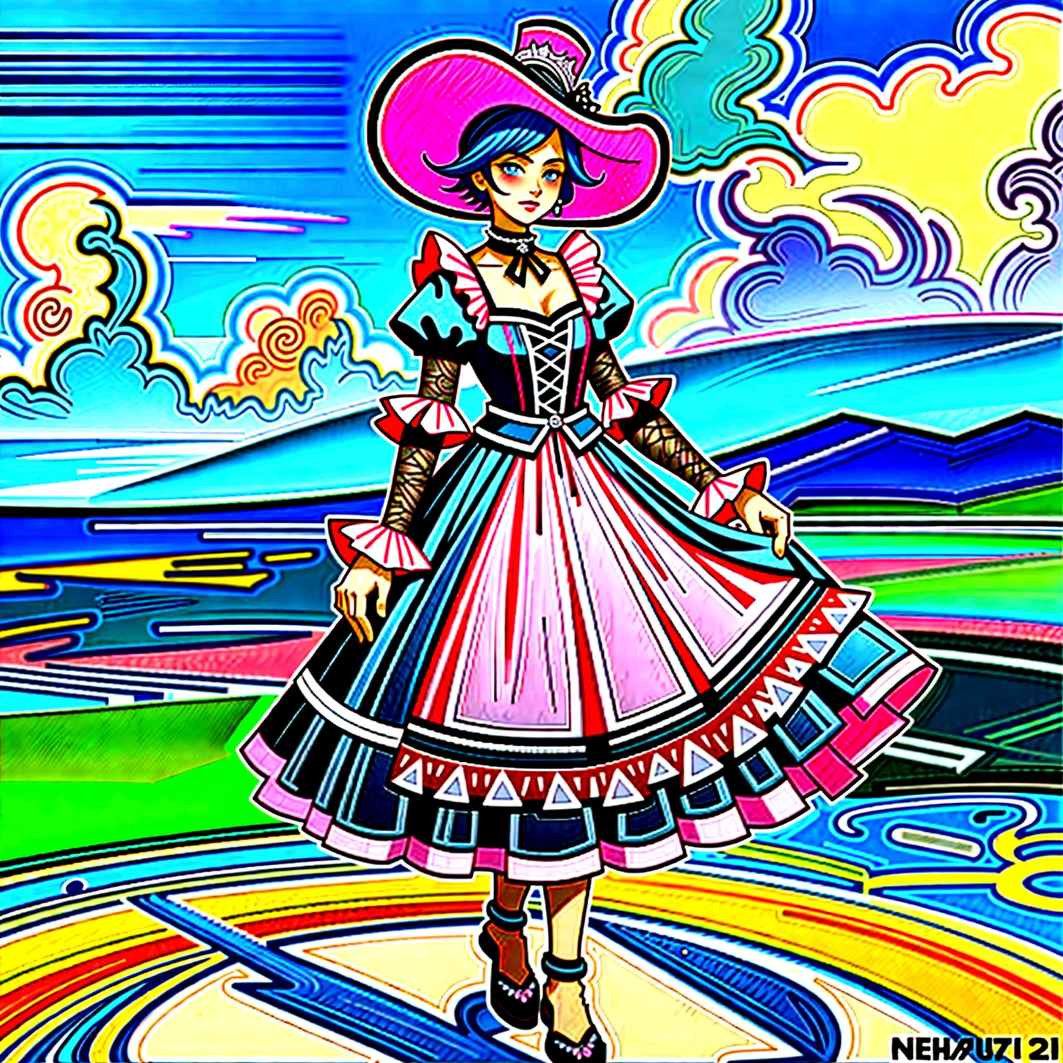Arafe in a pink and black dress and hat, Takanobu Fujiwara(Takanobu Fujiwara)Digital rendering inspired by, pixiv, rococo, Victoria Gothic Lolita Fashion, Lolita Style, Rococo Queen (Rococo Queen) (Rococo Queen (Rococo Queen)), gothic maiden anime boy. rococo dress, anime boy in a maid costume, lolita fashion, Catboy's cosplay! Maid! one-piece