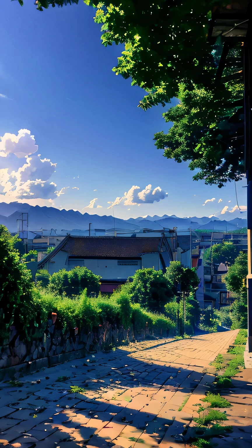 anime screenshot of a house(beautriful house)(house)(house full view) with a mountain in the background, anime background art, anime countryside landscape, anime landscape, beautiful anime scenery, anime scenery, anime landscape wallpaper, anime background, colorful anime movie background, anime movie background, anime nature, anime nature wallpap, beautiful anime scene, amazing wallpaper, style of makoto shinkai, anime style 4 k