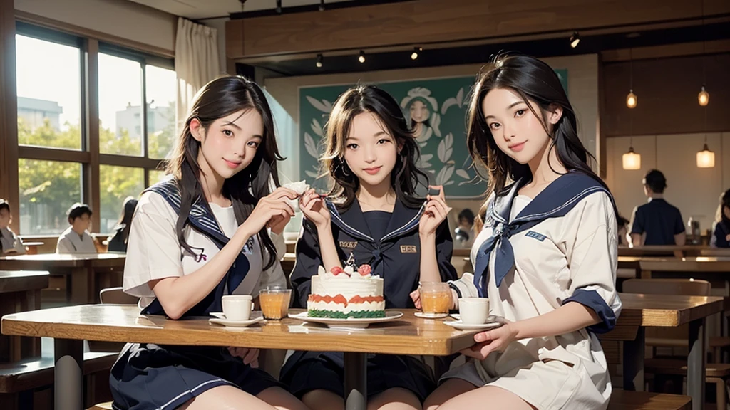 
(((((((Junior high school girl in sailor suit)))))))
(((((お洒落でcuteInside the Starbucks store)))))
8K、RAW Photos、Highest quality、Super detailed、Super Resolution、Ultra HD、8K壁紙、Amazing details



(((((((Inside the Starbucks store)))))))、((((((Sit down and eat cake、Drink Starbucks coffee、smile))))))、((Heart Necklace))




Modern and sleek design：Interior design using natural materials、Many of the designs are warm and made using wood and metal.。
Large windows：自然光をたっぷり取り入れるためのLarge windowsがあり、Providing a bright and open space。
Green Interior：Potted plants are effectively placed、It creates a relaxing atmosphere。
artwork：Works by local artists、Starbucks-related art on display。
Cozy seating：Cushioned chairs and sofas、Bar sheet etc.、A variety of seating options available。
Open kitchen area：Being able to see how drinks and food are made、We provide peace of mind and transparency。
Unique lighting：Antique lamps and chandeliers、Modern lighting fixtures are used。
Comfortable background music：Relaxing music is playing、A comfortable space is provided。
Wide々Table space：一人でもグループでも使いやすいWide々There is a table with。
Community Table：There is a large table where you can socialize with other customers.。
Seasonal decorations：The decorations are themed according to the season.。
Design with a local feel：The design incorporates the local culture and characteristics.。
Fragrance production：コーヒーの香りが店内にWideがり、A space that satisfies the five senses has been created.。
Conversation with a barista：フレンドリーなConversation with a baristaが楽しめるカウンターエリアがあります。




8K、RAW Photos、Highest quality、masterpiece:1.2、Super detailed、Super Resolution、Ultra HD、8K壁紙、Amazing details、Photorealistic:1.4、Having fun by the water、Full Body Shot、Full body photo、High-resolution RAW color photos、Professional photos、A scene full of emotion、Very detailed and beautiful、Ultra HD、8K壁紙、Amazing details、Huge file sizes、Highly detailed beautiful girls、Highly detailed face Highly detailed eyes、Extremely realistic skin、 Highly detailed fingers, Highly detailed nose, Highly detailed mouth, Perfect Anatomy, Highly detailed background, Highly detailed clothing, Teen, cute女の子, Famous Japanese Idols, cute, Realistic body, Slender, White skin, Glowing Skin, Slim body, Realistic Face, Delicate eyes, double eyelid, 

