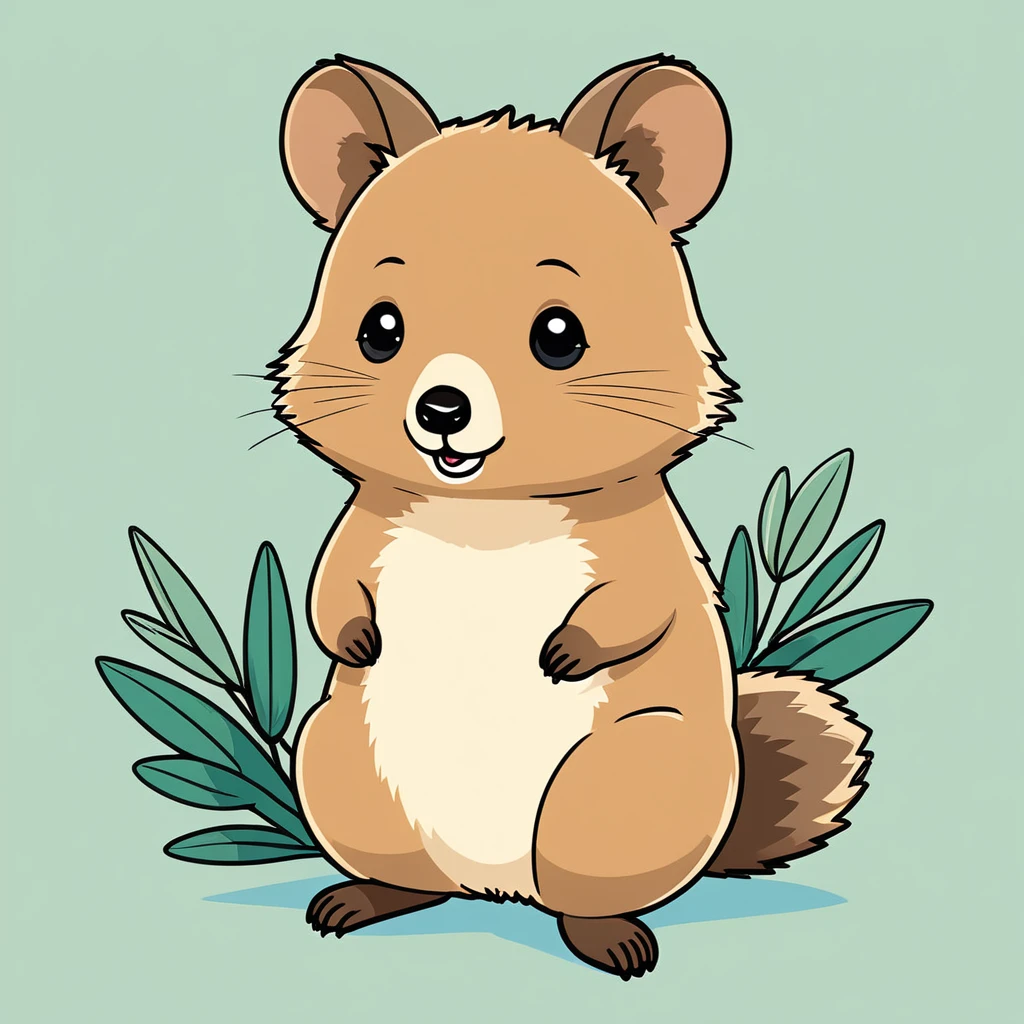 cute quokka, illustration, vector graphics, strong contours
