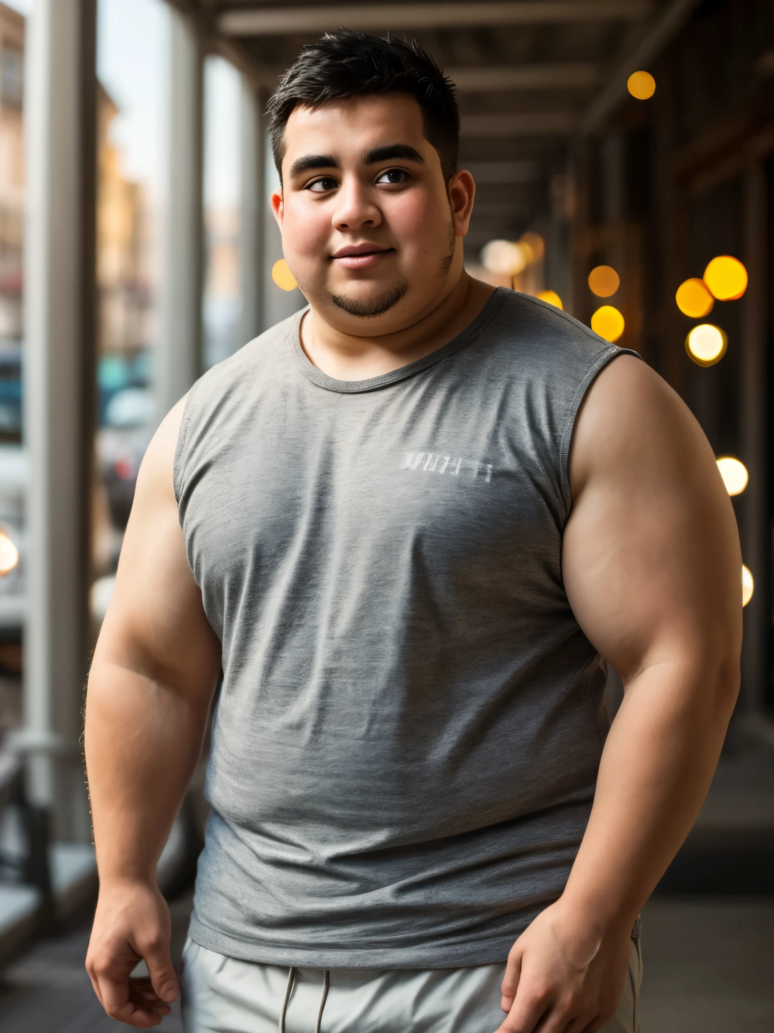 Obese males，No muscles，figure, Natural light, Clear focus, Bokeh, unkempt, Texture, Male focus, Black Hair, superior_Body, (masterpiece,best quality:1.5)