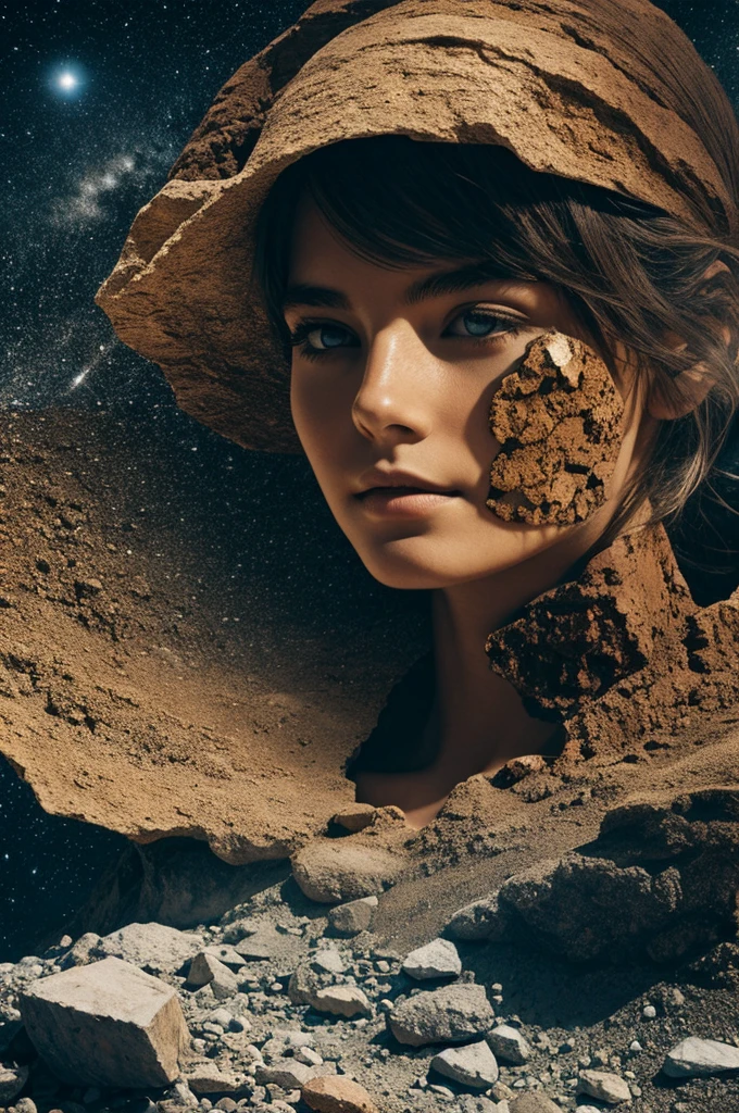 A girl made of earth and minerals who goes on a journey
