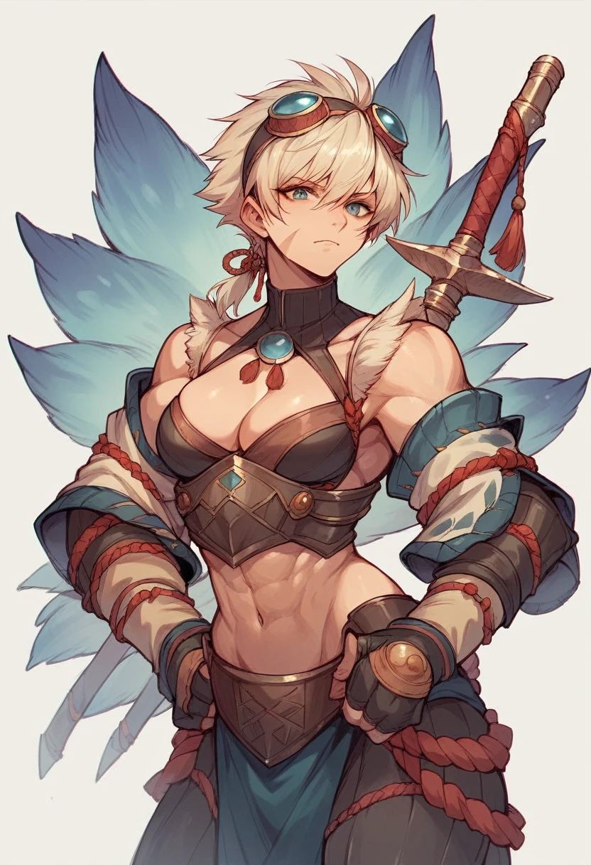((beautiful girl)), ((barbarian armor with fur)), dark skin, (big tit), ((lightning rainbow white short hair)), (fur cape), (perfect hands), ((gothic style)),