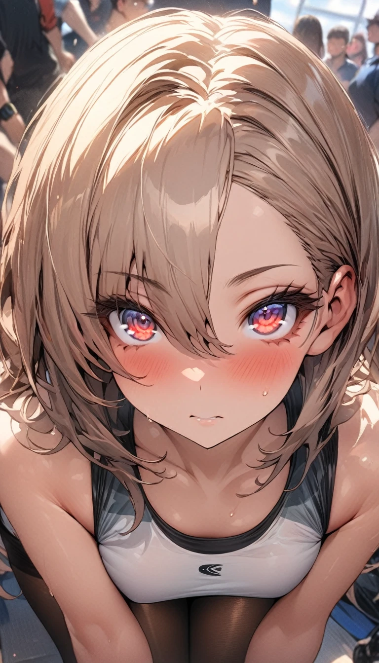 (masterpiece), (best quality), highly detailed, HDR, 1girl, solo focus, skindentation,Sports Bra，shorts，Pantyhose， perfect face, puffy face, beautiful face, big eyes, puffy eyes, perfect eyes, eyelash，Very detailed face，