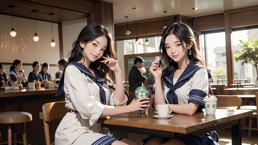 (((((((Junior high school girl in sailor suit)))))))
(((((お洒落でcuteInside the Starbucks store)))))
8K、RAW Photos、Highest quality、Super detailed、Super Resolution、Ultra HD、8K壁紙、Amazing details
(((((((Inside the Starbucks store)))))))、((((((Sit down and eat cake、Drink Starbucks coffee、smile))))))、((Heart Necklace))
Modern and sleek design:Interior design using natural materials、Many of the designs are warm and made using wood and metal.。
Large windows:自然光をたっぷり取り入れるためのLarge windowsがあり、Providing a bright and open space。
Green Interior:Potted plants are effectively placed、It creates a relaxing atmosphere。
artwork:Works by local artists、Starbucks-related art on display。
Cozy seating:Cushioned chairs and sofas、Bar sheet etc.、A variety of seating options available。
Open kitchen area:Being able to see how drinks and food are made、We provide peace of mind and transparency。
Unique lighting:Antique lamps and chandeliers、Modern lighting fixtures are used。
Comfortable background music:Relaxing music is playing、A comfortable space is provided。
Wide々Table space:一人でもグループでも使いやすいWide々There is a table with。
Community Table:There is a large table where you can socialize with other customers.。
Seasonal decorations:The decorations are themed according to the season.。
Design with a local feel:The design incorporates the local culture and characteristics.。
Fragrance production:コーヒーの香りが店内にWideがり、A space that satisfies the five senses has been created.。
Conversation with a barista:フレンドリーなConversation with a baristaが楽しめるカウンターエリアがあります。
8K、RAW Photos、Highest quality、masterpiece:1.2、Super detailed、Super Resolution、Ultra HD、8K壁紙、Amazing details、Photorealistic:1.4、Having fun by the water、Full Body Shot、Full body photo、High-resolution RAW color photos、Professional photos、A scene full of emotion、Very detailed and beautiful、Ultra HD、8K壁紙、Amazing details、Huge file sizes、Highly detailed beautiful girls、Highly detailed face Highly detailed eyes、Extremely realistic skin、 Highly detailed fingers, Highly detailed nose, Highly detailed mouth, Perfect Anatomy, Highly detailed background, Highly detailed clothing, , cute女の子, Famous Japanese Idols, cute, Realistic body, Slender, White skin, Glowing Skin, Slim body, Realistic Face, Delicate eyes, double eyelid,
