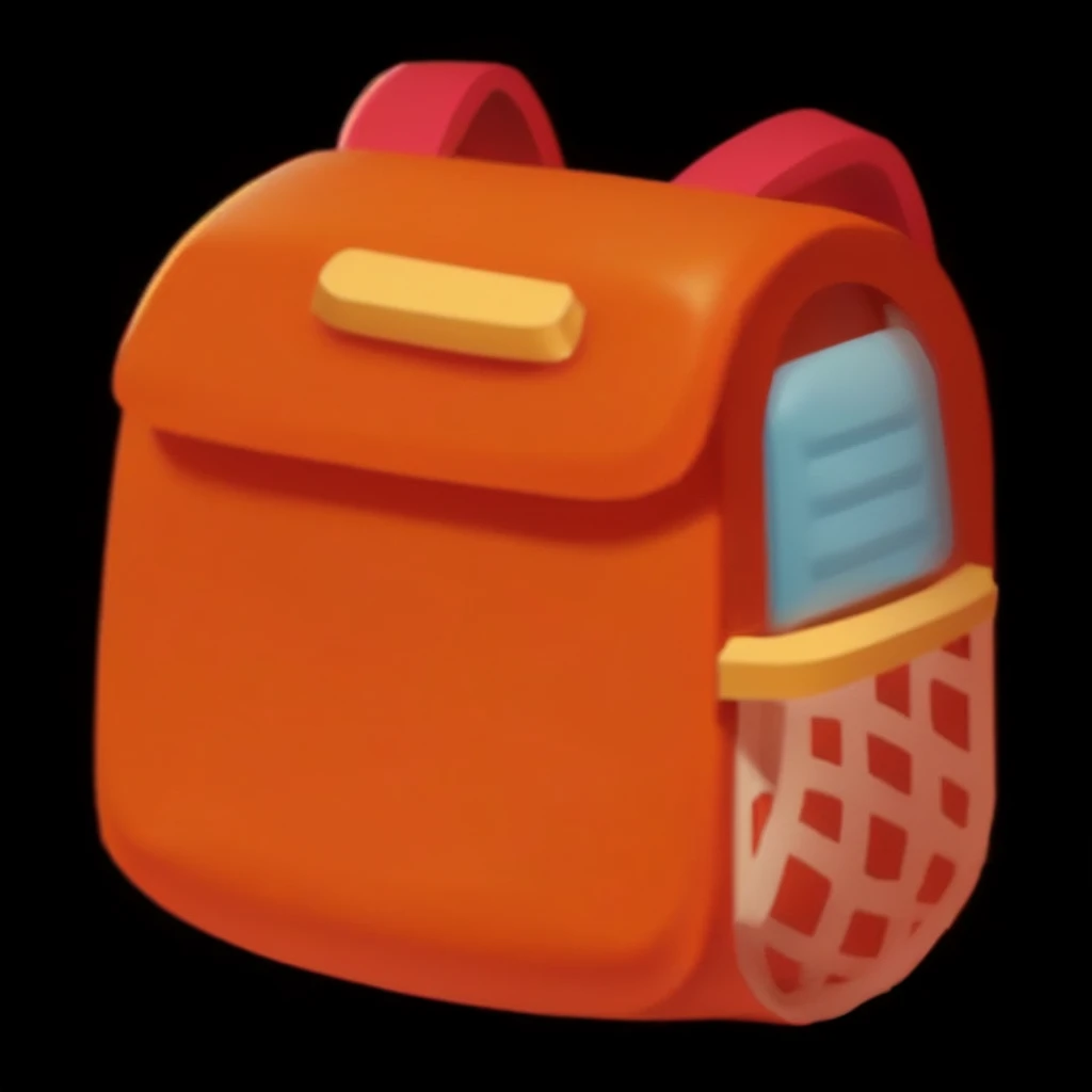 there is a small orange 背Bag with a bottle in it, 背Bag, a 背Bag, school Bag, 3d icons for mobile games, Game Icon stylized, Game Icon asset, Object Art, Bag, Game assets, Game Icon, video game item, Bags, mobile Game assets, Application Icon, Stylized game art, Cartoon Rendering Keyshot, Modular Project, handBag