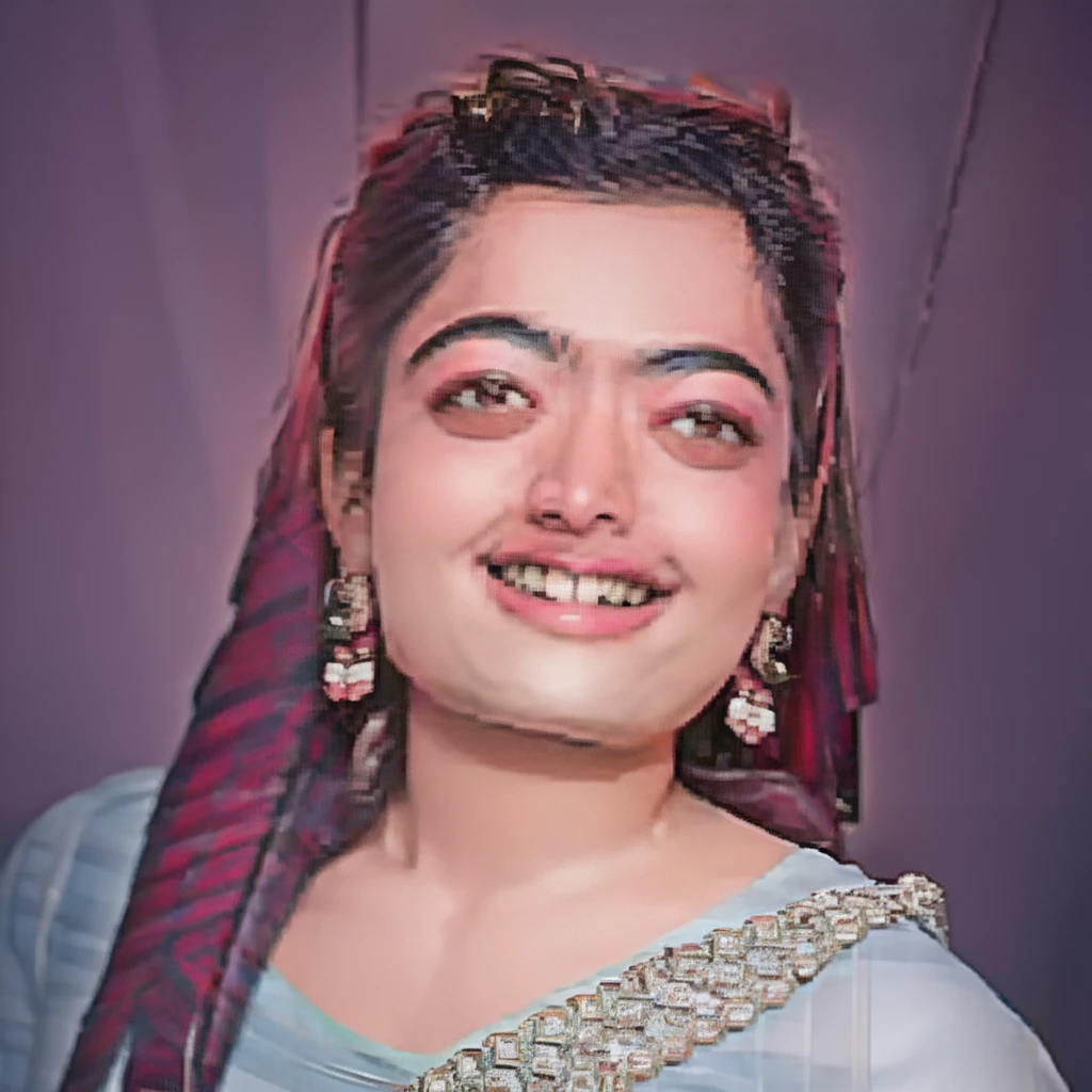 Rashmika Mandanna , in saree , seductive face, big hip , abs ,