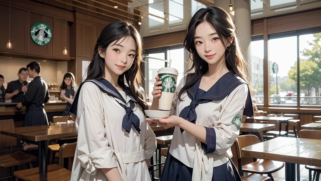 (((((((Junior high school girl in sailor suit)))))))
(((((お洒落でcuteInside the Starbucks store)))))
8K、RAW Photos、Highest quality、Super detailed、Super Resolution、Ultra HD、8K壁紙、Amazing details
(((((((Inside the Starbucks store)))))))、((((((Sit down and eat cake、Drink Starbucks coffee、smile))))))、((Heart Necklace))
Modern and sleek design:Interior design using natural materials、Many of the designs are warm and made using wood and metal.。
Large windows:自然光をたっぷり取り入れるためのLarge windowsがあり、Providing a bright and open space。
Green Interior:Potted plants are effectively placed、It creates a relaxing atmosphere。
artwork:Works by local artists、Starbucks-related art on display。
Cozy seating:Cushioned chairs and sofas、Bar sheet etc.、A variety of seating options available。
Open kitchen area:Being able to see how drinks and food are made、We provide peace of mind and transparency。
Unique lighting:Antique lamps and chandeliers、Modern lighting fixtures are used。
Comfortable background music:Relaxing music is playing、A comfortable space is provided。
Wide々Table space:一人でもグループでも使いやすいWide々There is a table with。
Community Table:There is a large table where you can socialize with other customers.。
Seasonal decorations:The decorations are themed according to the season.。
Design with a local feel:The design incorporates the local culture and characteristics.。
Fragrance production:コーヒーの香りが店内にWideがり、A space that satisfies the five senses has been created.。
Conversation with a barista:フレンドリーなConversation with a baristaが楽しめるカウンターエリアがあります。
8K、RAW Photos、Highest quality、masterpiece:1.2、Super detailed、Super Resolution、Ultra HD、8K壁紙、Amazing details、Photorealistic:1.4、Having fun by the water、Full Body Shot、Full body photo、High-resolution RAW color photos、Professional photos、A scene full of emotion、Very detailed and beautiful、Ultra HD、8K壁紙、Amazing details、Huge file sizes、Highly detailed beautiful girls、Highly detailed face Highly detailed eyes、Extremely realistic skin、 Highly detailed fingers, Highly detailed nose, Highly detailed mouth, Perfect Anatomy, Highly detailed background, Highly detailed clothing, Teen, cute女の子, Famous Japanese Idols, cute, Realistic body, Slender, White skin, Glowing Skin, Slim body, Realistic Face, Delicate eyes, double eyelid,
