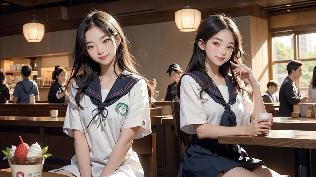 ((((((( in sailor suit)))))))
(((((お洒落でcuteInside the Starbucks store)))))
8K、RAW Photos、Highest quality、Super detailed、Super Resolution、Ultra HD、8K壁紙、Amazing details
(((((((Inside the Starbucks store)))))))、((((((Sit down and eat cake、Drink Starbucks coffee、smile))))))、((Heart Necklace))
Modern and sleek design:Interior design using natural materials、Many of the designs are warm and made using wood and metal.。
Large windows:自然光をたっぷり取り入れるためのLarge windowsがあり、Providing a bright and open space。
Green Interior:Potted plants are effectively placed、It creates a relaxing atmosphere。
artwork:Works by local artists、Starbucks-related art on display。
Cozy seating:Cushioned chairs and sofas、Bar sheet etc.、A variety of seating options available。
Open kitchen area:Being able to see how drinks and food are made、We provide peace of mind and transparency。
Unique lighting:Antique lamps and chandeliers、Modern lighting fixtures are used。
Comfortable background music:Relaxing music is playing、A comfortable space is provided。
Wide々Table space:一人でもグループでも使いやすいWide々There is a table with。
Community Table:There is a large table where you can socialize with other customers.。
Seasonal decorations:The decorations are themed according to the season.。
Design with a local feel:The design incorporates the local culture and characteristics.。
Fragrance production:コーヒーの香りが店内にWideがり、A space that satisfies the five senses has been created.。
Conversation with a barista:フレンドリーなConversation with a baristaが楽しめるカウンターエリアがあります。
8K、RAW Photos、Highest quality、masterpiece:1.2、Super detailed、Super Resolution、Ultra HD、8K壁紙、Amazing details、Photorealistic:1.4、Having fun by the water、Full Body Shot、Full body photo、High-resolution RAW color photos、Professional photos、A scene full of emotion、Very detailed and beautiful、Ultra HD、8K壁紙、Amazing details、Huge file sizes、Highly detailed beautiful girls、Highly detailed face Highly detailed eyes、Extremely realistic skin、 Highly detailed fingers, Highly detailed nose, Highly detailed mouth, Perfect Anatomy, Highly detailed background, Highly detailed clothing, Teen, cute女の子, Famous Japanese Idols, cute, Realistic body, Slender, White skin, Glowing Skin, Slim body, Realistic Face, Delicate eyes, double eyelid,