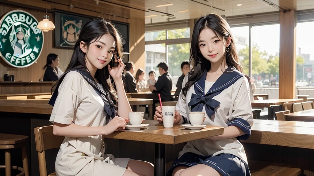 (((((((Junior high school girl in sailor suit)))))))
(((((お洒落でcuteInside the Starbucks store)))))
8K、RAW Photos、Highest quality、Super detailed、Super Resolution、Ultra HD、8K壁紙、Amazing details
(((((((Inside the Starbucks store)))))))、((((((Sit down and eat cake、Drink Starbucks coffee、smile))))))、((Heart Necklace))
Modern and sleek design:Interior design using natural materials、Many of the designs are warm and made using wood and metal.。
Large windows:自然光をたっぷり取り入れるためのLarge windowsがあり、Providing a bright and open space。
Green Interior:Potted plants are effectively placed、It creates a relaxing atmosphere。
artwork:Works by local artists、Starbucks-related art on display。
Cozy seating:Cushioned chairs and sofas、Bar sheet etc.、A variety of seating options available。
Open kitchen area:Being able to see how drinks and food are made、We provide peace of mind and transparency。
Unique lighting:Antique lamps and chandeliers、Modern lighting fixtures are used。
Comfortable background music:Relaxing music is playing、A comfortable space is provided。
Wide々Table space:一人でもグループでも使いやすいWide々There is a table with。
Community Table:There is a large table where you can socialize with other customers.。
Seasonal decorations:The decorations are themed according to the season.。
Design with a local feel:The design incorporates the local culture and characteristics.。
Fragrance production:コーヒーの香りが店内にWideがり、A space that satisfies the five senses has been created.。
Conversation with a barista:フレンドリーなConversation with a baristaが楽しめるカウンターエリアがあります。
8K、RAW Photos、Highest quality、masterpiece:1.2、Super detailed、Super Resolution、Ultra HD、8K壁紙、Amazing details、Photorealistic:1.4、Having fun by the water、Full Body Shot、Full body photo、High-resolution RAW color photos、Professional photos、A scene full of emotion、Very detailed and beautiful、Ultra HD、8K壁紙、Amazing details、Huge file sizes、Highly detailed beautiful girls、Highly detailed face Highly detailed eyes、Extremely realistic skin、 Highly detailed fingers, Highly detailed nose, Highly detailed mouth, Perfect Anatomy, Highly detailed background, Highly detailed clothing, Teen, cute女の子, Famous Japanese Idols, cute, Realistic body, Slender, White skin, Glowing Skin, Slim body, Realistic Face, Delicate eyes, double eyelid,