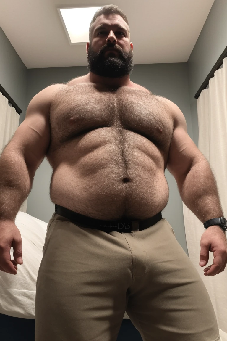 8K HDR Very Extremely Realistic Very Detailed High Quality 8K HDR Very Realistic 46 year old daddy rugged beefy big thick chubby bodybuilder muscle bears man, 8KHDR very realistic beared big daddy muscle bear, and 8KHDR very realistic detailed rugged burly man in shorts, 8KHDR very realistic hair, 8KHDR very realistic beards, 8KHDR very realistic thick chubby fat neck, 8KHDR very realistic neck lines, 8KHDR very realistic detailed neck, 8KHDR very realistic burly chest, 8KHDR very realistic detailed hairy burly chest and arms, 8KHDR very realistic detailed hairy burly chest and arms, 8KHDR very realistic burly muscle bear body, 8KHDR very realistic nipples, 8KHDR very realistic burly muscle bear body, 8KHDR very realistic face, 8KHDR very realistic detailed face, 8KHDR very realistic eyes, 8KHDR very realistic detailed eyes, 8KHDR very realistic pupils, 8KHDR very realistic detailed pupils, 8KHDR very realistic head, 8KHDR very realistic waist, 8KHDR very realistic facial features, 8KHDR very realistic burly arms, 8KHDR very realistic elbows, 8KHDR very realistic hands, 8KHDR very realistic pecs, 8KHDR very realistic belly, 8KHDR very realistic human man body, 8K HDR very realistic bellybutton, 8KHDR very realistic wrists, 8KHDR very realistic fingers, 8KHDR very realistic fingernails, 8KHDR very realistic shoulders, 8KHDR very realistic mouth, 8KHDR very realistic lips, 8KHDR very realistic mens clothing, 8KHDR very realistic detailed mens clothing. 8KHDR Very Realistic Hairy Bearded Burly Muscle bear Photoshoot, 8KHDR Very Realistic Ultra-detailed, 8KHDR very realistic detailed bedroom surroundings, 8KHDR very realistic surroundings lighting, No Deformities, An ultra-realistic photograph captured with a Sony α7 III camera, equipped with an 85mm lens in F 1.2 aperture, The cutting-edge Midjourney v5, ( best quality, highres, realistic:1.37), Super real detailed skin, Ultra-detailed, Photorealistic 1.4, hyper photorealism, 8K HDR Clear HDR Quality,