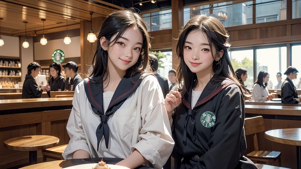 (((((((Junior high school girl in sailor suit)))))))
(((((お洒落でcuteInside the Starbucks store)))))
8K、RAW Photos、Highest quality、Super detailed、Super Resolution、Ultra HD、8K壁紙、Amazing details
(((((((Inside the Starbucks store)))))))、((((((Sit down and eat cake、Drink Starbucks coffee、smile))))))、((Heart Necklace))
Modern and sleek design:Interior design using natural materials、Many of the designs are warm and made using wood and metal.。
Large windows:自然光をたっぷり取り入れるためのLarge windowsがあり、Providing a bright and open space。
Green Interior:Potted plants are effectively placed、It creates a relaxing atmosphere。
artwork:Works by local artists、Starbucks-related art on display。
Cozy seating:Cushioned chairs and sofas、Bar sheet etc.、A variety of seating options available。
Open kitchen area:Being able to see how drinks and food are made、We provide peace of mind and transparency。
Unique lighting:Antique lamps and chandeliers、Modern lighting fixtures are used。
Comfortable background music:Relaxing music is playing、A comfortable space is provided。
Wide々Table space:一人でもグループでも使いやすいWide々There is a table with。
Community Table:There is a large table where you can socialize with other customers.。
Seasonal decorations:The decorations are themed according to the season.。
Design with a local feel:The design incorporates the local culture and characteristics.。
Fragrance production:コーヒーの香りが店内にWideがり、A space that satisfies the five senses has been created.。
Conversation with a barista:フレンドリーなConversation with a baristaが楽しめるカウンターエリアがあります。
8K、RAW Photos、Highest quality、masterpiece:1.2、Super detailed、Super Resolution、Ultra HD、8K壁紙、Amazing details、Photorealistic:1.4、Having fun by the water、Full Body Shot、Full body photo、High-resolution RAW color photos、Professional photos、A scene full of emotion、Very detailed and beautiful、Ultra HD、8K壁紙、Amazing details、Huge file sizes、Highly detailed beautiful girls、Highly detailed face Highly detailed eyes、Extremely realistic skin、 Highly detailed fingers, Highly detailed nose, Highly detailed mouth, Perfect Anatomy, Highly detailed background, Highly detailed clothing, Teen, cute女の子, Famous Japanese Idols, cute, Realistic body, Slender, White skin, Glowing Skin, Slim body, Realistic Face, Delicate eyes, double eyelid,