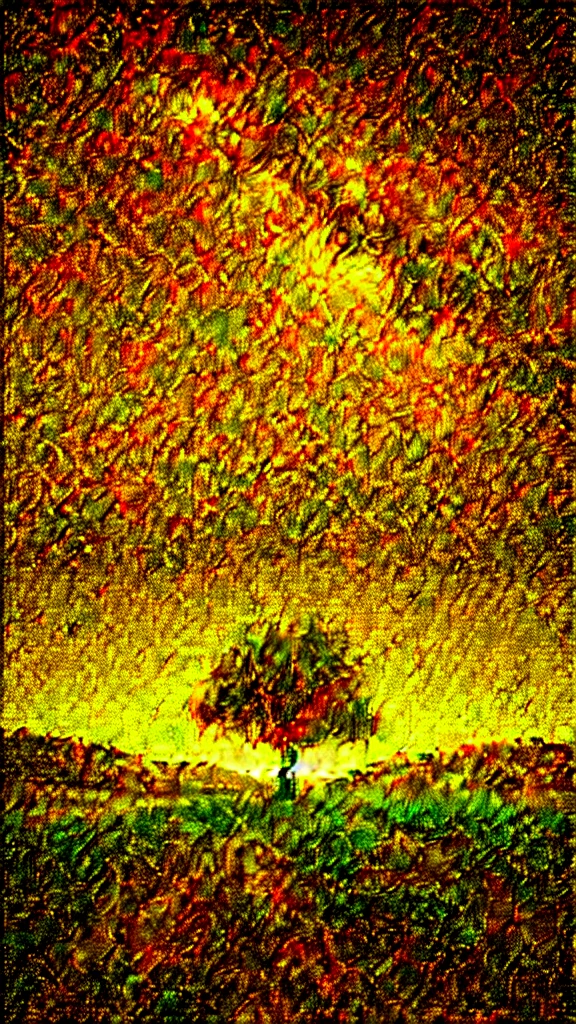Mysterious night landscape There is a tree in the middle Starry Sky
