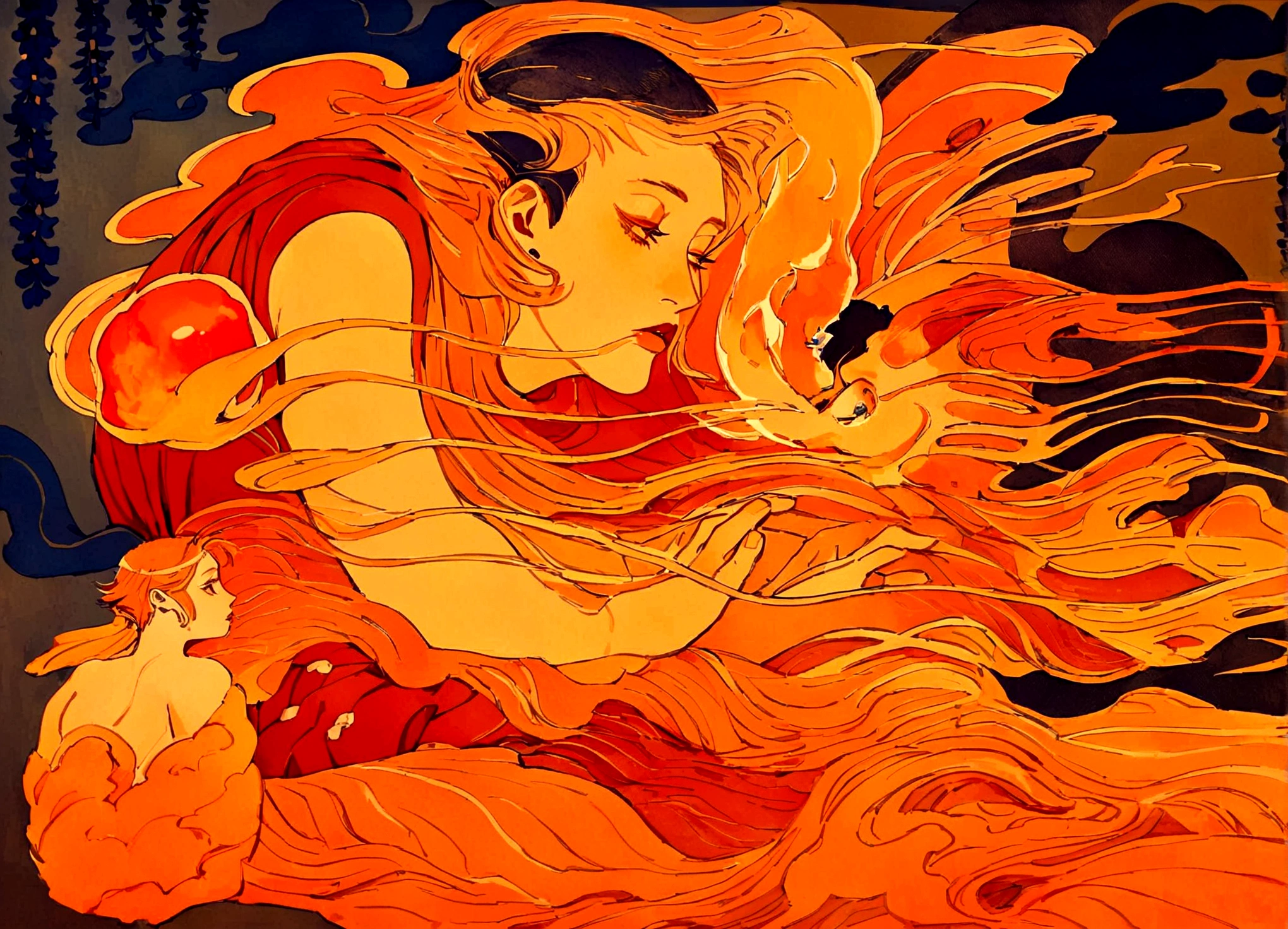 painting of a man with a fire breathing body and a fireball, botticelli and victo ngai, james jean and victo ngai, victo ngai style, victo ngai and tristan eaton, inspired by Victo Ngai, ( ( victo ngai ) ), by Victo Ngai, victo ngai! muted colors