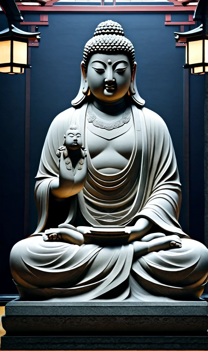 figure, Digital Art, Base T Style, 美Shii狐, Stone statue,大きいStone statue,god々Shii,Focus on animals, Digital Painting, Medium Shot, Sharp focus, Concentration, society, CG-10 ..., detailed, interior design, 日本のgod社, god秘的な,detailed background