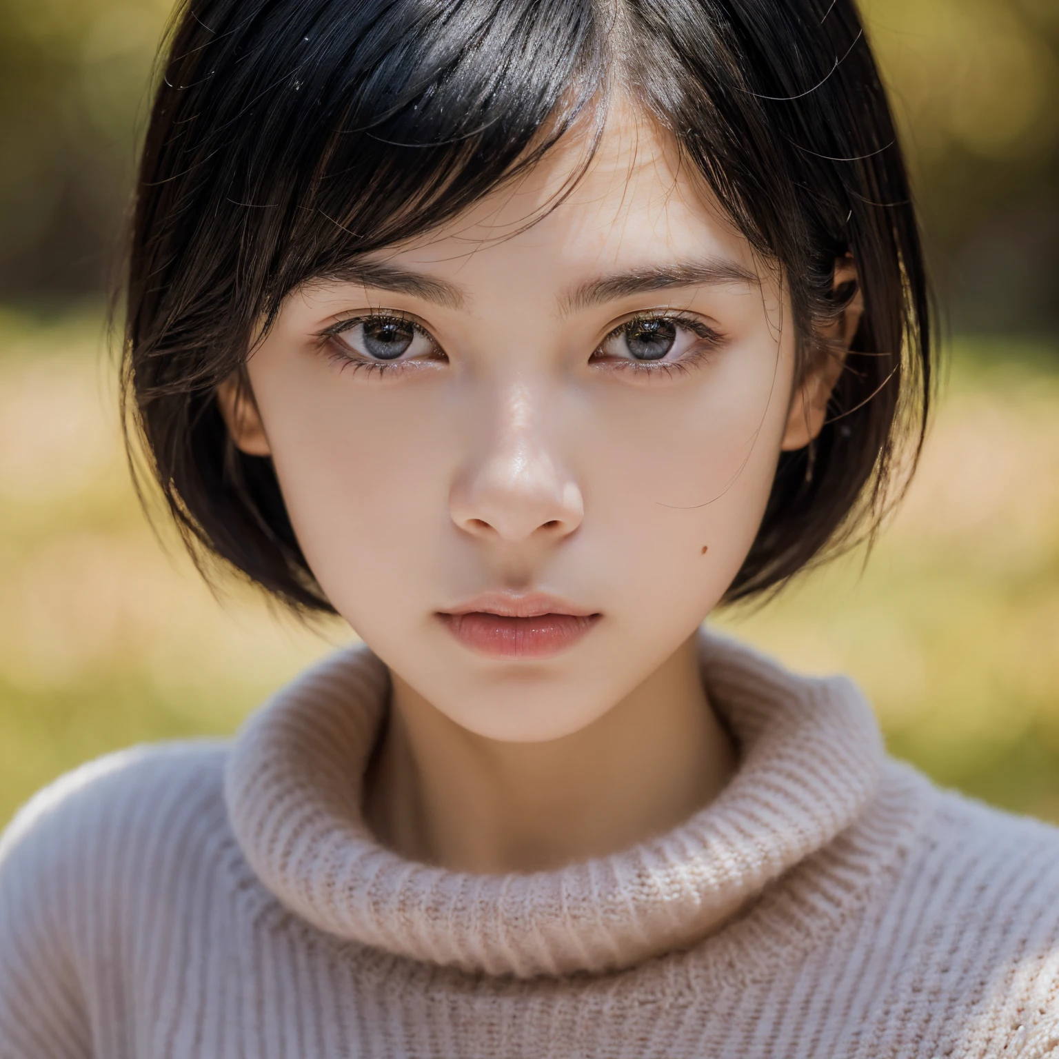 (masterpiece:1.3), (8K, Realistic, RAW Photos, Highest quality: 1.4), (One girl), Beautiful Face, (Realistic Face), (Black Hair, short hair:1.3), Beautiful hairstyle, Realistic eyes, Beautiful attention to detail, (Realistic Skin), Beautiful Skin, (sweater), Absurd, Charm, Ultra-high resolution, Ultra-realistic, Very detailed, Golden Ratio,Japanese,Background white