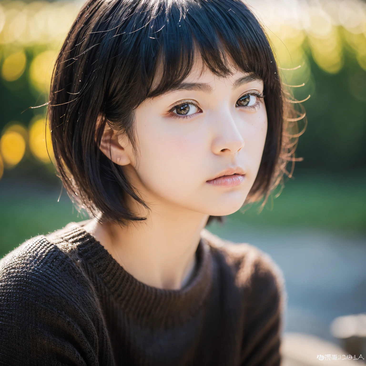 (masterpiece:1.3), (8K, Realistic, RAW Photos, Highest quality: 1.4), (One girl), Beautiful Face, (Realistic Face), (Black Hair, short hair:1.3), Beautiful hairstyle, Realistic eyes, Beautiful attention to detail, (Realistic Skin), Beautiful Skin, (sweater), Absurd, Charm, Ultra-high resolution, Ultra-realistic, Very detailed, Golden Ratio,Japanese,Background white