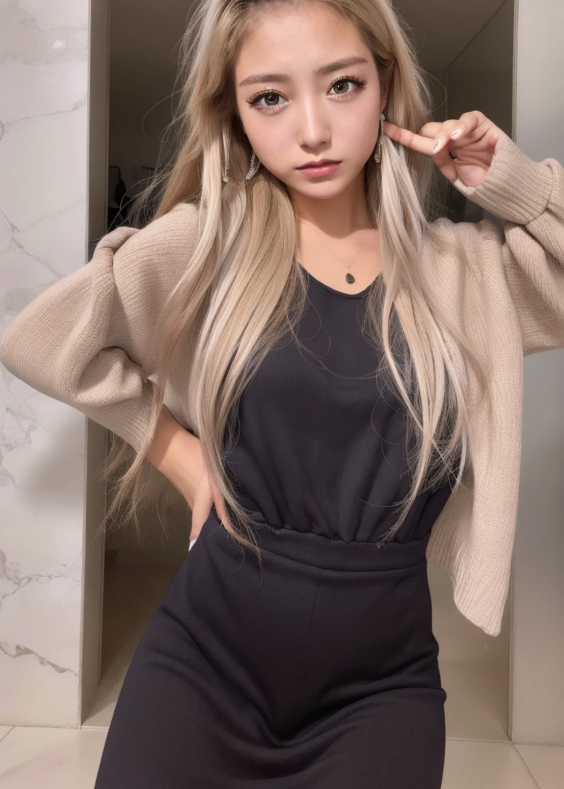 masterpiece、Highest quality、Ultra-high resolution、(Real as in the picture 1.4)Superior、Asian、(Brown people)、Dark Skin、Blonde、One Girl、Hmph,Casual Dresses、Tokyo