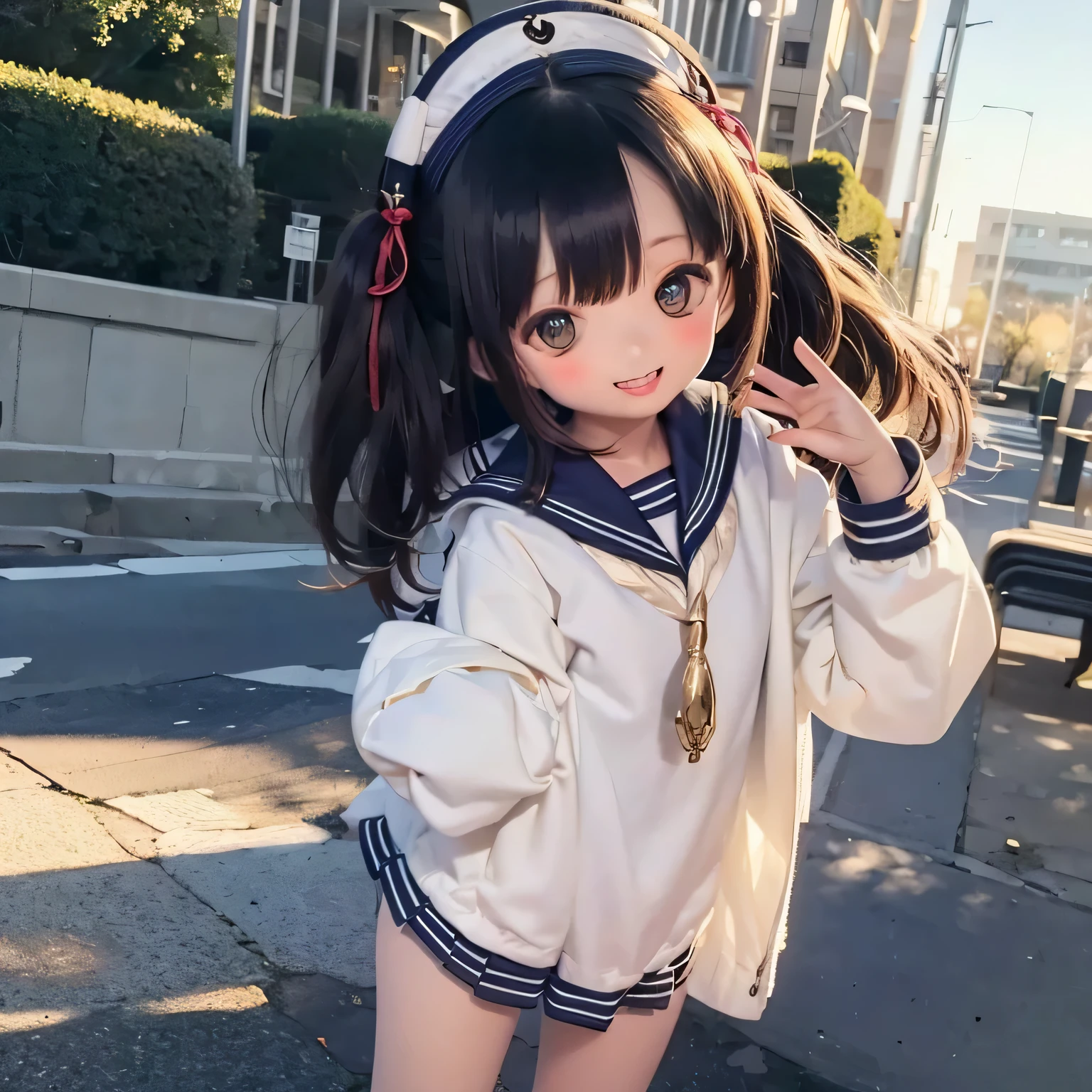 Ermine Girl((((Sailor suit))))
Schoolyard、smile, 15 years old 
