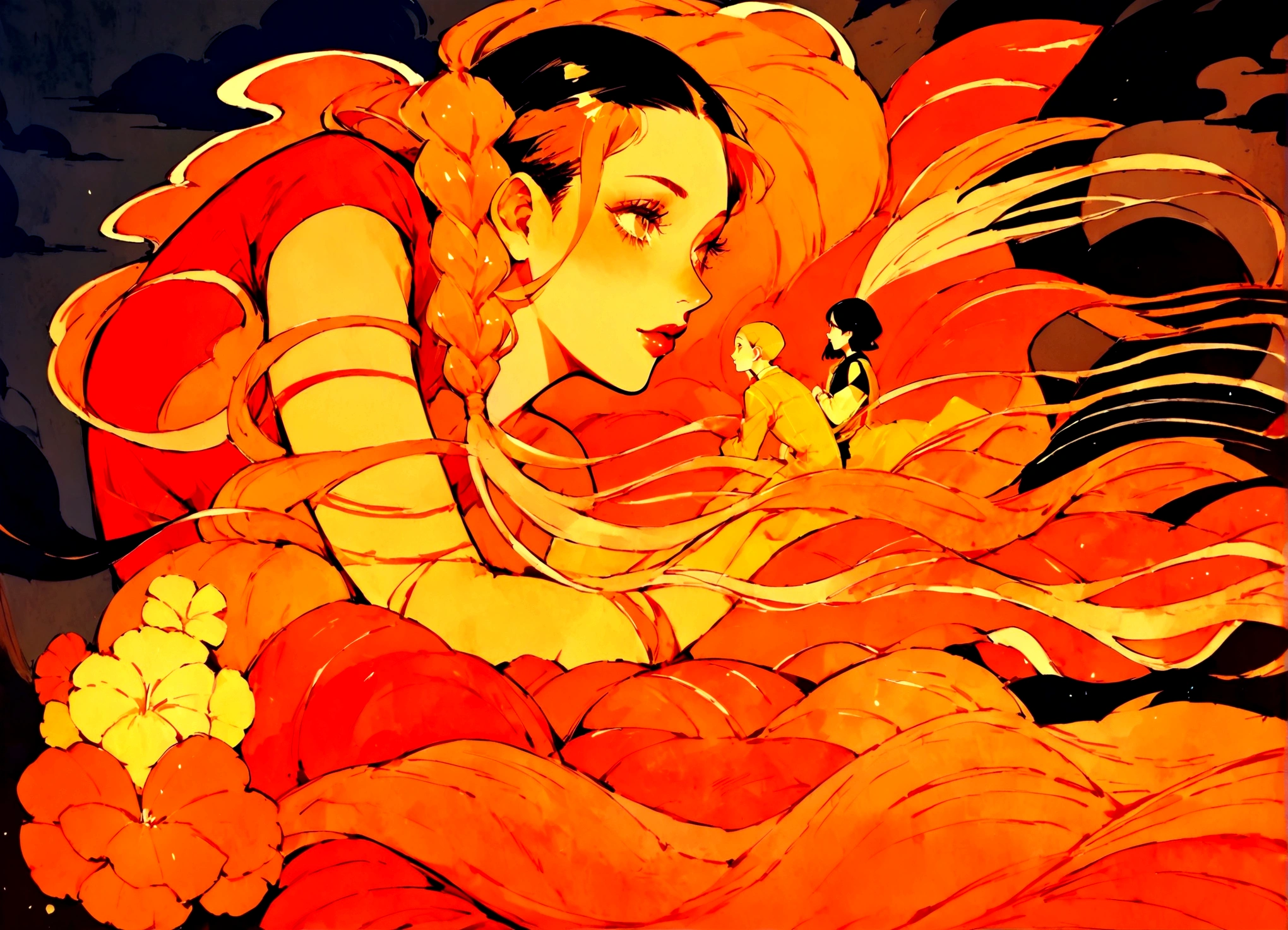 painting of a woman with a dragon on her back, botticelli and victo ngai, inspired by Victo Ngai, victo ngai style, inspired by Satoshi Kon, style of satoshi kon, ( ( victo ngai ) ), victo ngai! muted colors, victo ngai fine texture, satoshi kon artstyle