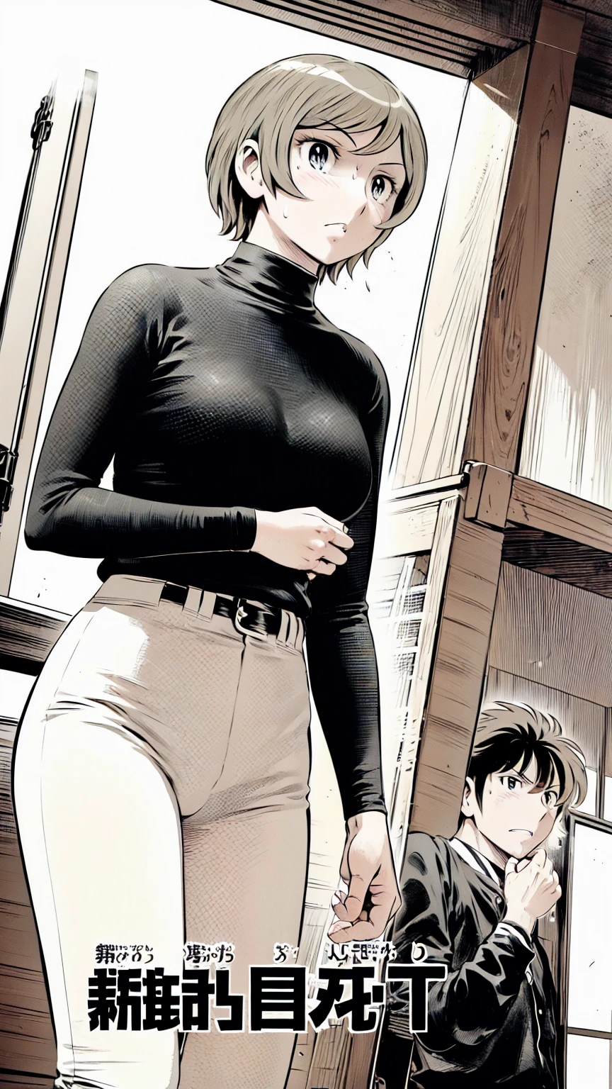 (野球uniform:1.2),
Blonde Hair, (short hair:1.2),Long sleeve, Black Shirt, turtleneck,White trousers、uniform、Black belt、((Illustration of people))、Big 、
View Audience,, (Highest quality:1.3),One Girl, White pants、uniform、Outdoor、baseball ground、ground、soil、blue eyes、Tight black shirt、(masterpiece、Highest quality)、Highest quality, Ultra-high resolution, (((masterpiece))), alone, Sweat、Big eyes、Big Breasts、One Girl, Front view、Embarrassed face、Bronze colored hair、((short hair))、Stand up straight
