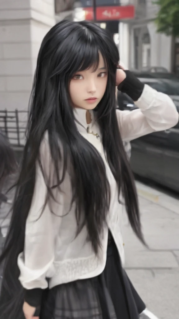 girl Black and long hair