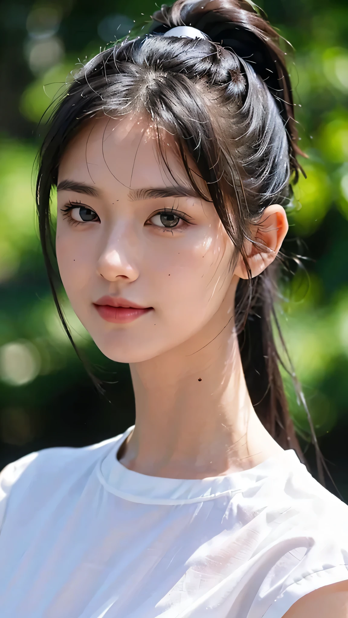dress,outdoors,Urban Park,On the lawn,One woman,close up face,fully body photo,masutepiece, The highest image quality, High quality, the background is clear，Beautiful woman, Japanese, Detailed, Ultra-detailed, finely detail, hight resolution, 8K Wallpaper, Perfect dynamic composition, Beautiful detailed eyes ,Detailed eyes, Detailed skin, Beautiful skin, 超hight resolution, (reality: 1.4),Very beautiful woman, Slightly younger face, Beautiful skin, slender, (Ultra photo realsisim), (hight resolution), (8K), (Very detailed) (beautifully detailed eyes), (super detailed),   (Detailed face), view the viewer, Fine details, Detailed face, Staring straight ahead, Staring straight ahead, photos realistic, Bright lighting, Professional Lighting, Black hair,poneyTail,a baby face,sixteen years old,Hairstyle: ponytail,Long ponytail hairstyle,slight smile,