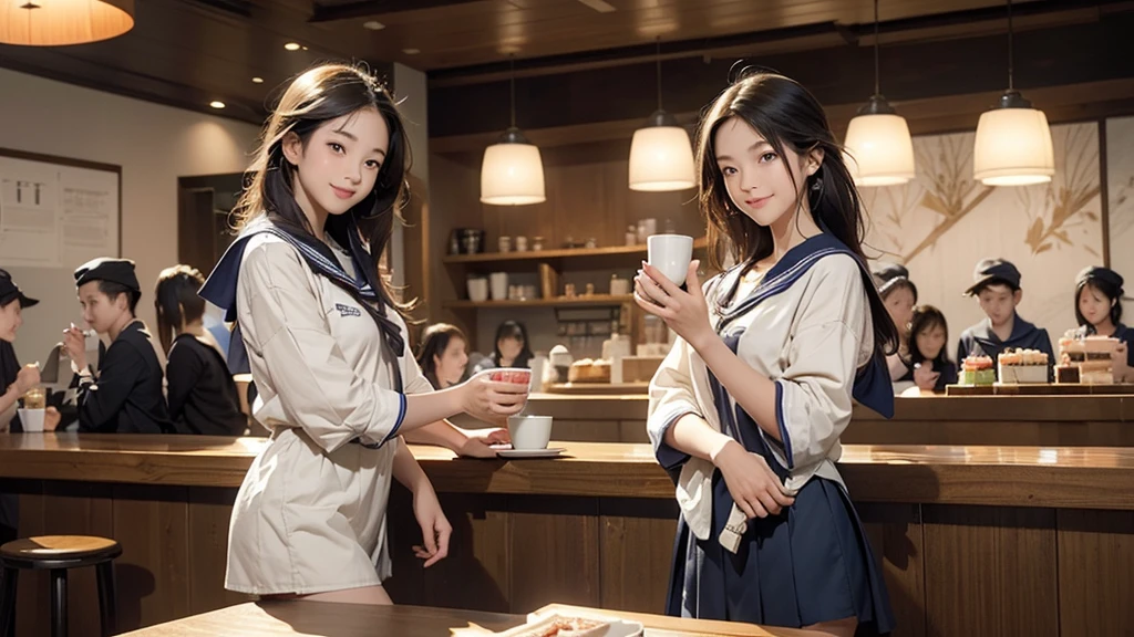 
(((((((Junior high school girl in sailor suit)))))))
(((((お洒落でcuteInside the Starbucks store)))))
8K、RAW Photos、Highest quality、Super detailed、Super Resolution、Ultra HD、8K壁紙、Amazing details



(((((((Inside the Starbucks store)))))))、((((((Sit down and eat cake、Drink Starbucks coffee、smile))))))、((Heart Necklace))




Modern and sleek design：Interior design using natural materials、Many of the designs are warm and made using wood and metal.。
Large windows：自然光をたっぷり取り入れるためのLarge windowsがあり、Providing a bright and open space。
Green Interior：Potted plants are effectively placed、It creates a relaxing atmosphere。
artwork：Works by local artists、Starbucks-related art on display。
Cozy seating：Cushioned chairs and sofas、Bar sheet etc.、A variety of seating options available。
Open kitchen area：Being able to see how drinks and food are made、We provide peace of mind and transparency。
Unique lighting：Antique lamps and chandeliers、Modern lighting fixtures are used。
Comfortable background music：Relaxing music is playing、A comfortable space is provided。
Wide々Table space：一人でもグループでも使いやすいWide々There is a table with。
Community Table：There is a large table where you can socialize with other customers.。
Seasonal decorations：The decorations are themed according to the season.。
Design with a local feel：The design incorporates the local culture and characteristics.。
Fragrance production：コーヒーの香りが店内にWideがり、A space that satisfies the five senses has been created.。
Conversation with a barista：フレンドリーなConversation with a baristaが楽しめるカウンターエリアがあります。




8K、RAW Photos、Highest quality、masterpiece:1.2、Super detailed、Super Resolution、Ultra HD、8K壁紙、Amazing details、Photorealistic:1.4、Having fun by the water、Full Body Shot、Full body photo、High-resolution RAW color photos、Professional photos、A scene full of emotion、Very detailed and beautiful、Ultra HD、8K壁紙、Amazing details、Huge file sizes、Highly detailed beautiful girls、Highly detailed face Highly detailed eyes、Extremely realistic skin、 Highly detailed fingers, Highly detailed nose, Highly detailed mouth, Perfect Anatomy, Highly detailed background, Highly detailed clothing, Teen, cute女の子, Famous Japanese Idols, cute, Realistic body, Slender, White skin, Glowing Skin, Slim body, Realistic Face, Delicate eyes, double eyelid, 

