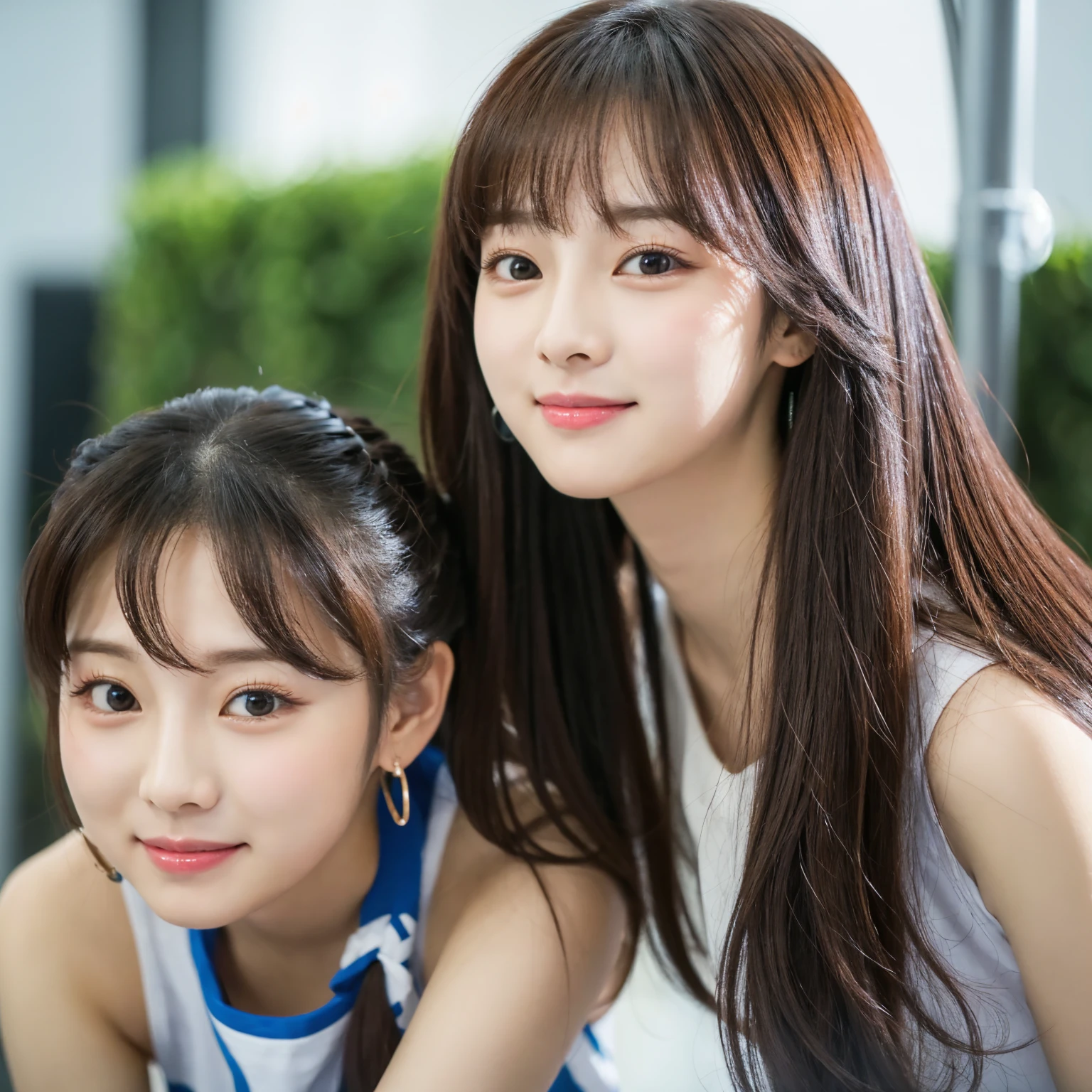 (Tabletop:1.3), (8K, Realistic, RAW Photos, Highest quality: 1.4), Japanese, (One Girl), Beautiful Face, (Realistic Face), (Black Hair), Beautiful hairstyle, Realistic eyes, Beautiful attention to detail, (Realistic Skin), Beautiful Skin, Charm, Ultra-high resolution, Surreal, Very detailed, Golden Ratio,.)、One girl、cute、Laughter、Mouth closed、Beautiful details、Beautiful nose down to the last detail、Esbian all over、Wet your hair、Giant Dalcefo、pork、、Thighs Thighs Thighs Thighs,Long upper body hair