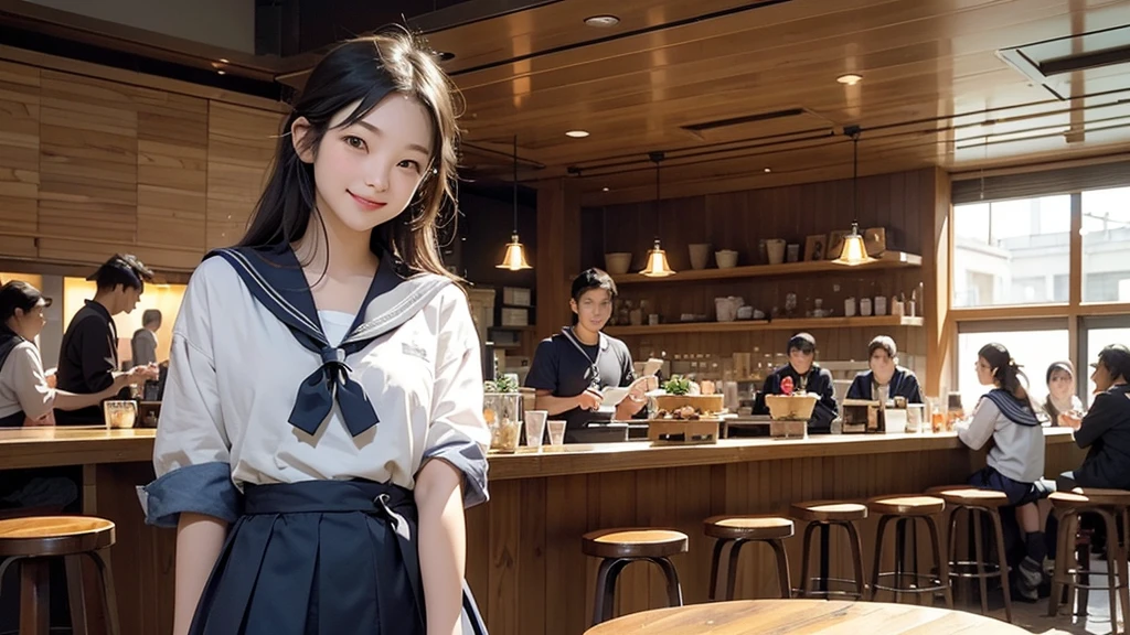 
(((((((Junior high school girl in sailor suit)))))))
(((((お洒落でcuteInside the Starbucks store)))))
8K、RAW Photos、Highest quality、Super detailed、Super Resolution、Ultra HD、8K壁紙、Amazing details



(((((((Inside the Starbucks store)))))))、((((((Sit down and eat cake、Drink Starbucks coffee、smile))))))、((Heart Necklace))




Modern and sleek design：Interior design using natural materials、Many of the designs are warm and made using wood and metal.。
Large windows：自然光をたっぷり取り入れるためのLarge windowsがあり、Providing a bright and open space。
Green Interior：Potted plants are effectively placed、It creates a relaxing atmosphere。
artwork：Works by local artists、Starbucks-related art on display。
Cozy seating：Cushioned chairs and sofas、Bar sheet etc.、A variety of seating options available。
Open kitchen area：Being able to see how drinks and food are made、We provide peace of mind and transparency。
Unique lighting：Antique lamps and chandeliers、Modern lighting fixtures are used。
Comfortable background music：Relaxing music is playing、A comfortable space is provided。
Wide々Table space：一人でもグループでも使いやすいWide々There is a table with。
Community Table：There is a large table where you can socialize with other customers.。
Seasonal decorations：The decorations are themed according to the season.。
Design with a local feel：The design incorporates the local culture and characteristics.。
Fragrance production：コーヒーの香りが店内にWideがり、A space that satisfies the five senses has been created.。
Conversation with a barista：フレンドリーなConversation with a baristaが楽しめるカウンターエリアがあります。




8K、RAW Photos、Highest quality、masterpiece:1.2、Super detailed、Super Resolution、Ultra HD、8K壁紙、Amazing details、Photorealistic:1.4、Having fun by the water、Full Body Shot、Full body photo、High-resolution RAW color photos、Professional photos、A scene full of emotion、Very detailed and beautiful、Ultra HD、8K壁紙、Amazing details、Huge file sizes、Highly detailed beautiful girls、Highly detailed face Highly detailed eyes、Extremely realistic skin、 Highly detailed fingers, Highly detailed nose, Highly detailed mouth, Perfect Anatomy, Highly detailed background, Highly detailed clothing, Teen, cute女の子, Famous Japanese Idols, cute, Realistic body, Slender, White skin, Glowing Skin, Slim body, Realistic Face, Delicate eyes, double eyelid, 

