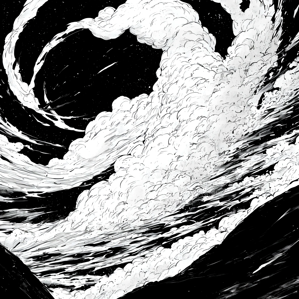 White Mountain Tornado, Black sky,White and black (high quality)